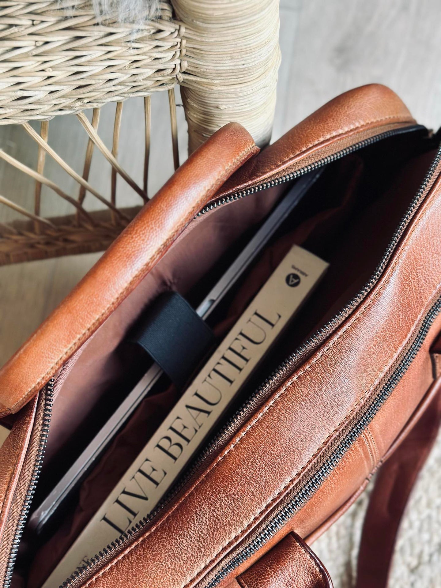 Laptopväska cognac