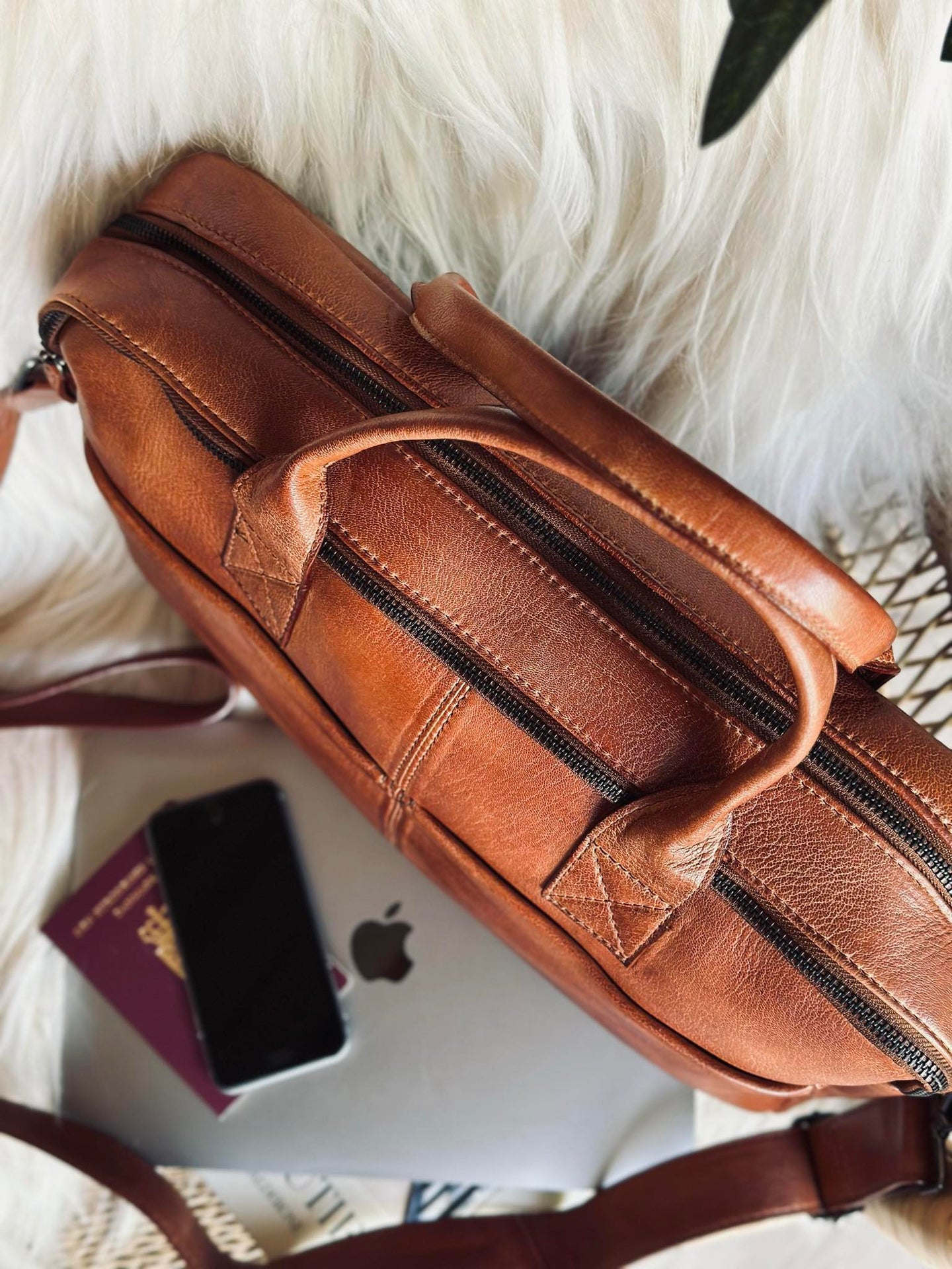 Laptopväska cognac