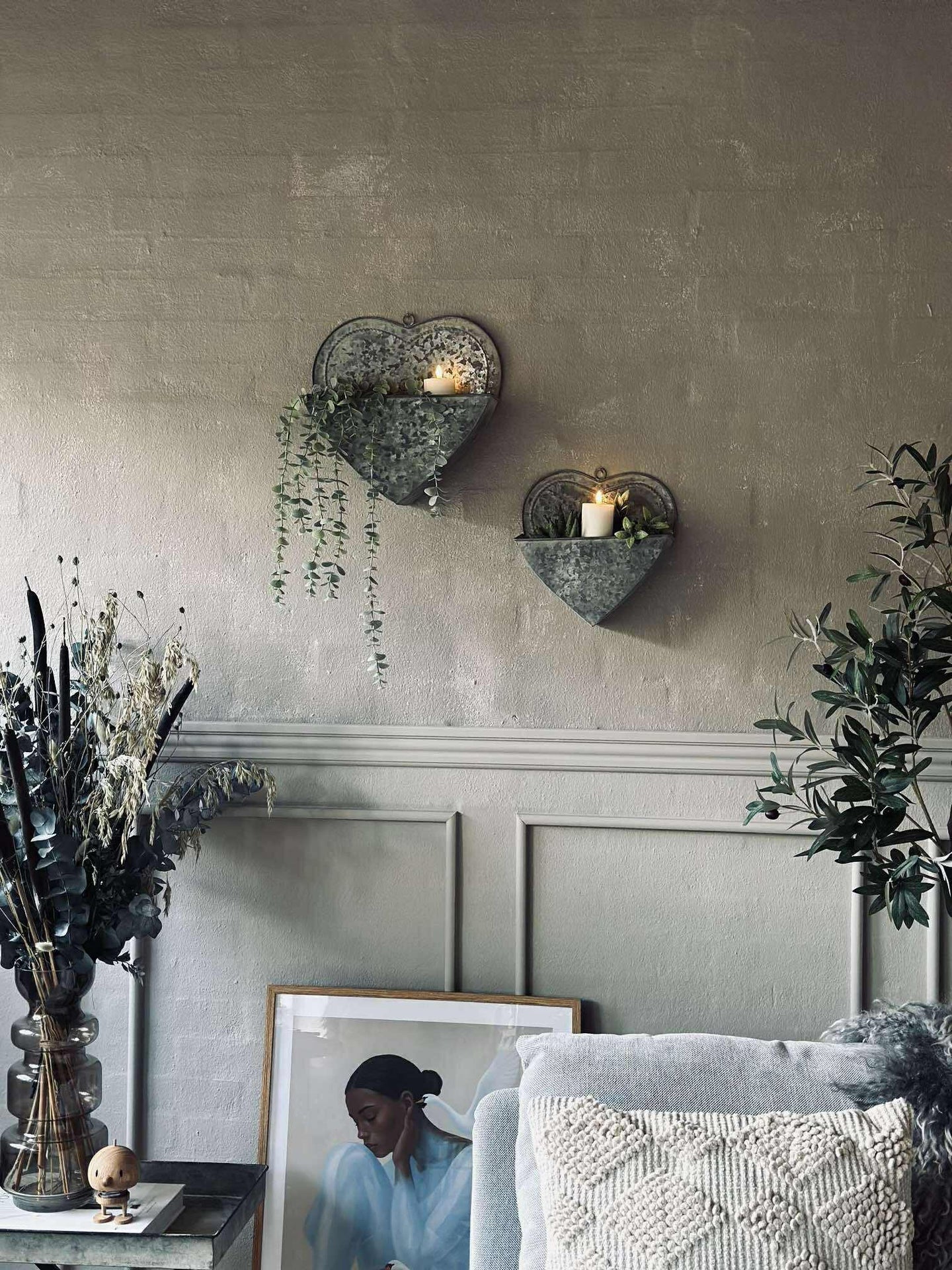 Planterkorgar Hjärta Zink - 2 st.