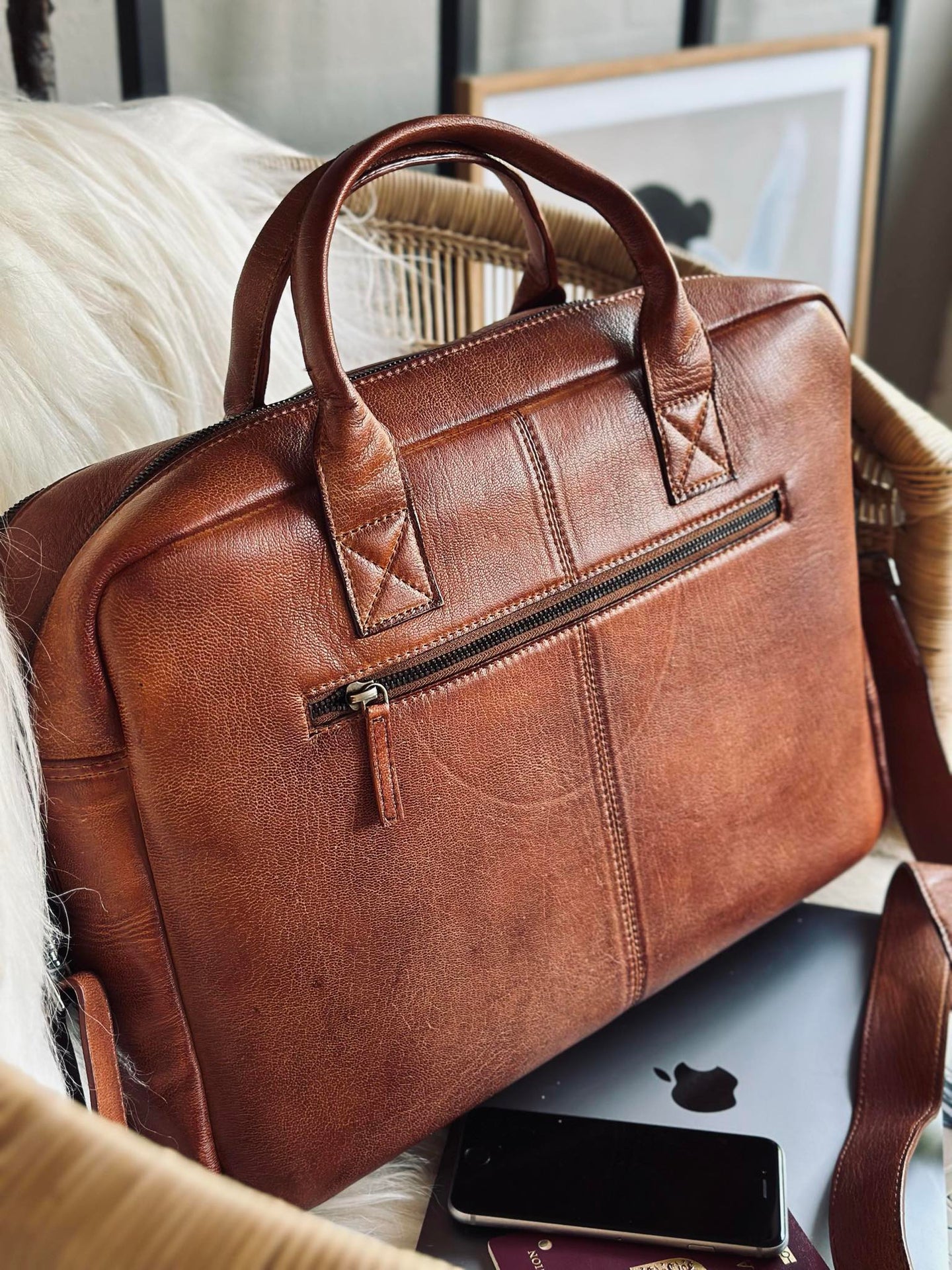 Laptopväska cognac