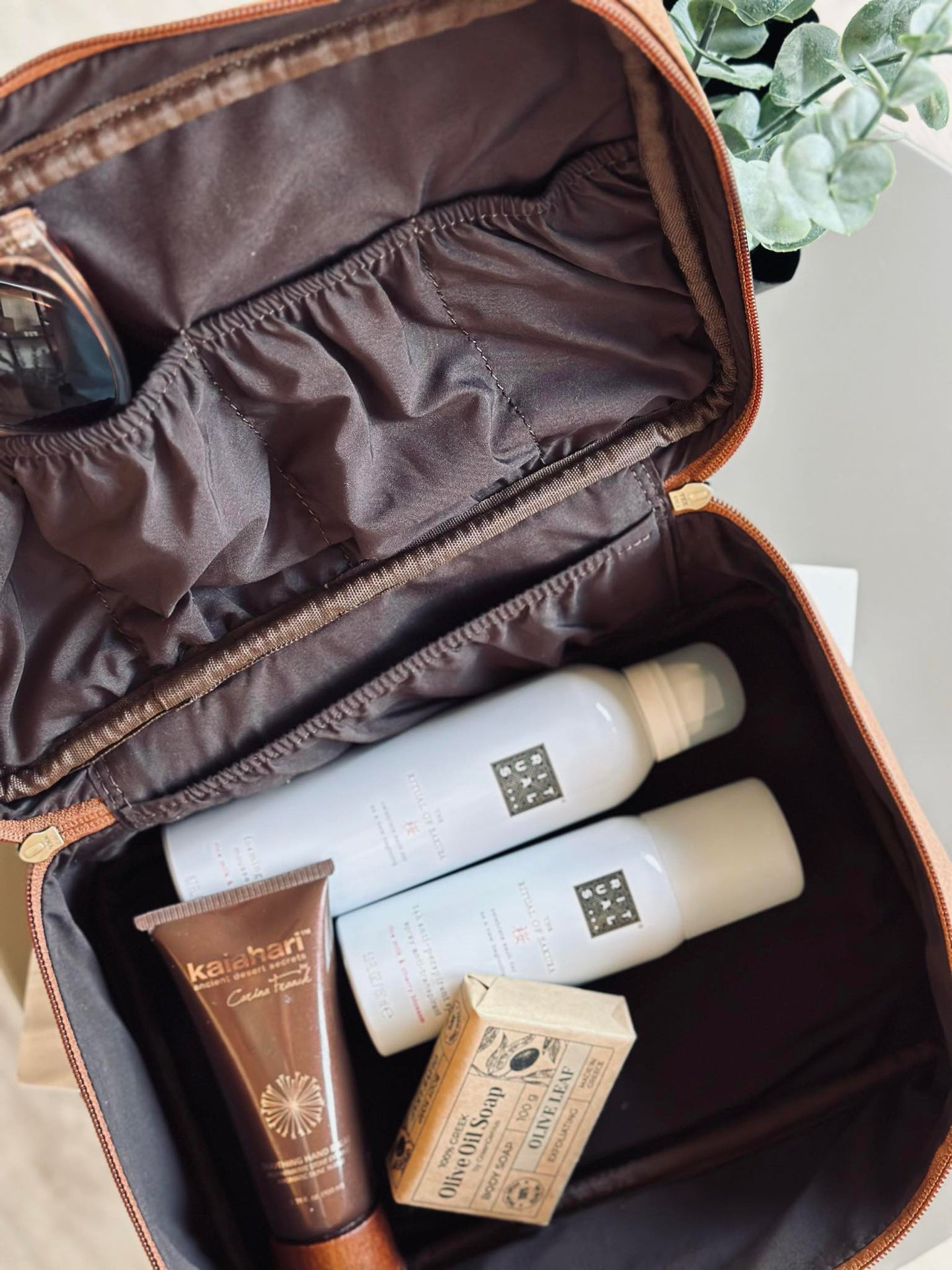 Necessär Cognac fyrkantig