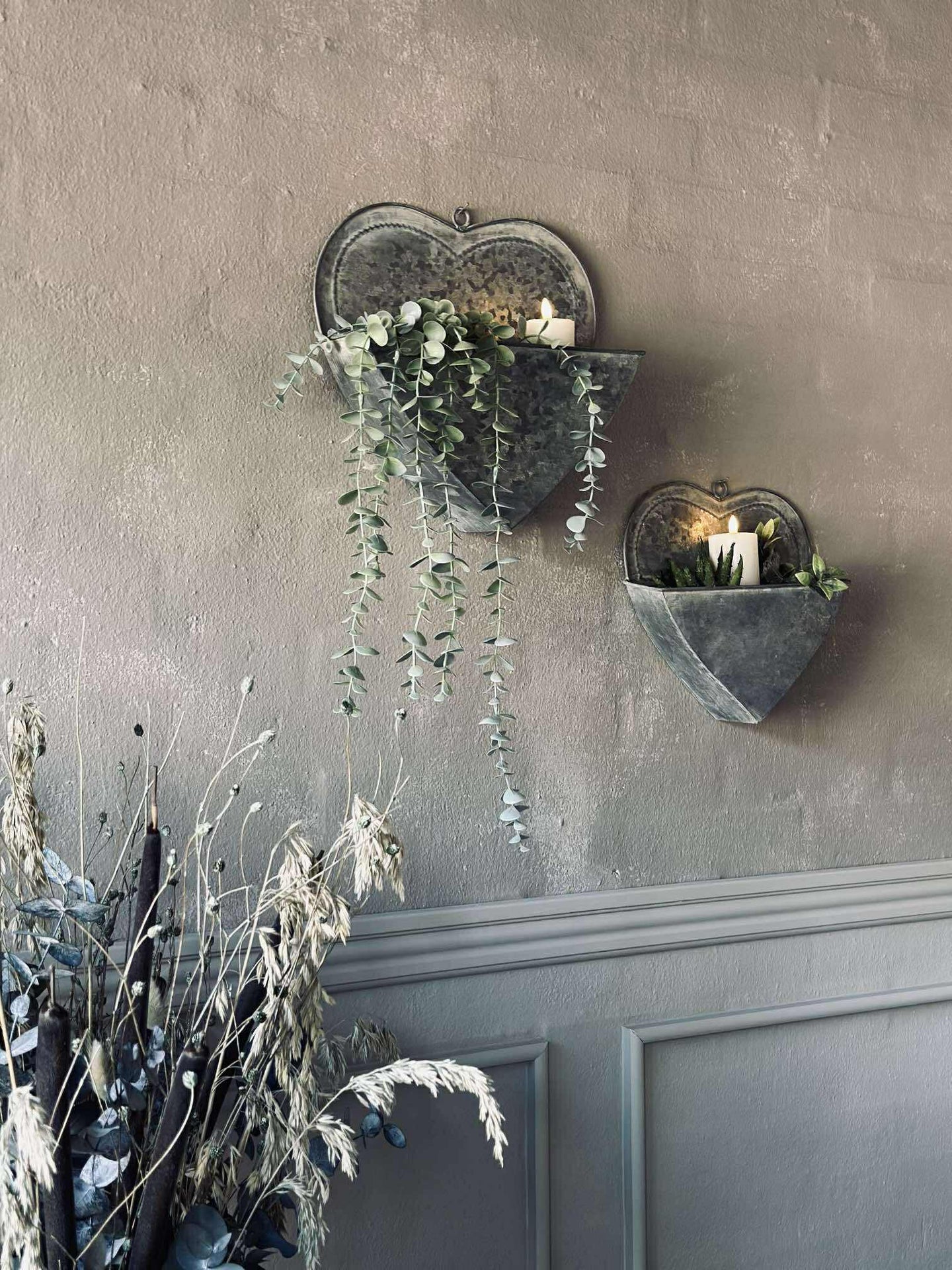 Planterkorgar Hjärta Zink - 2 st.