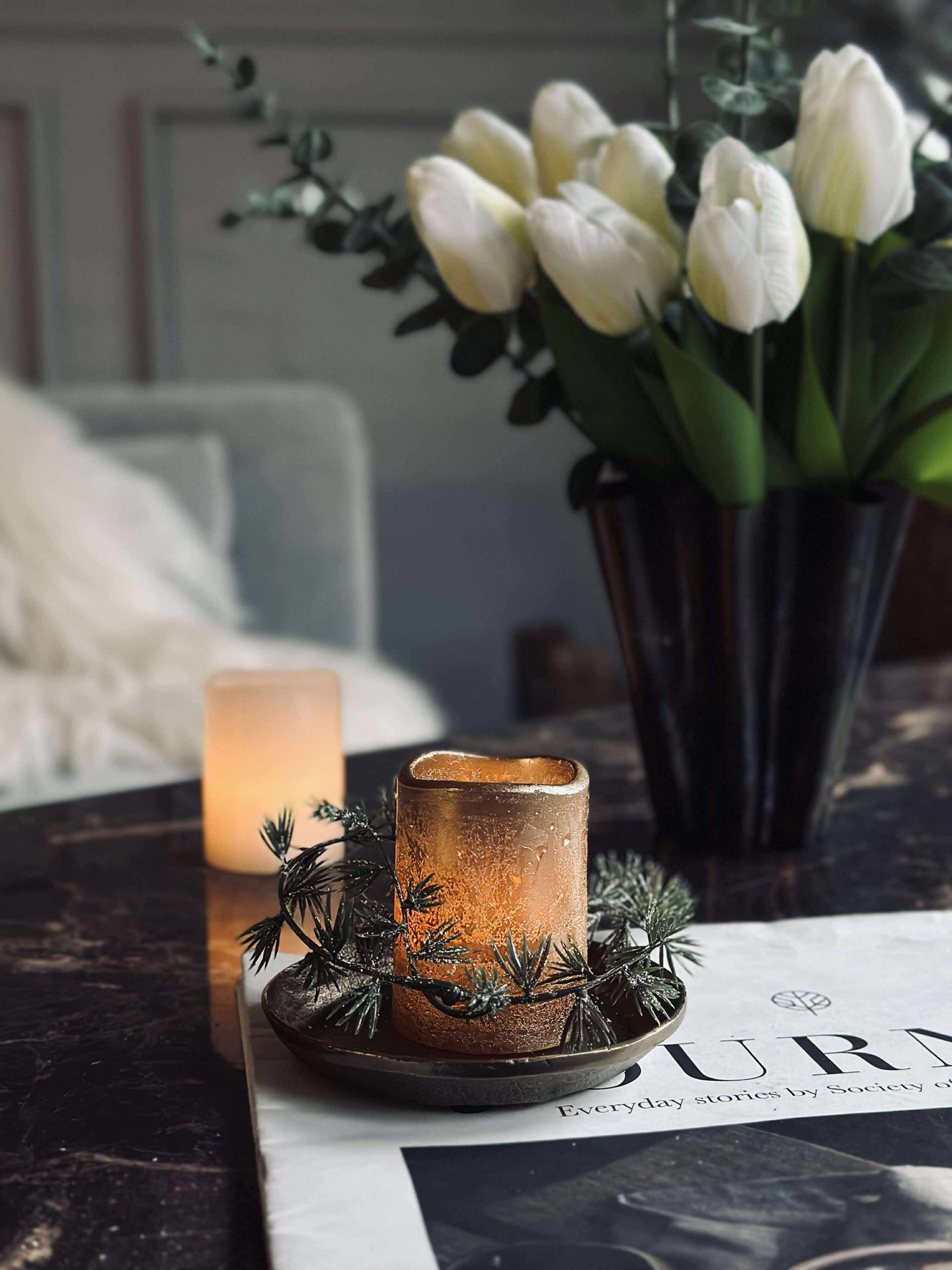 LED-blockljus Guld med timer