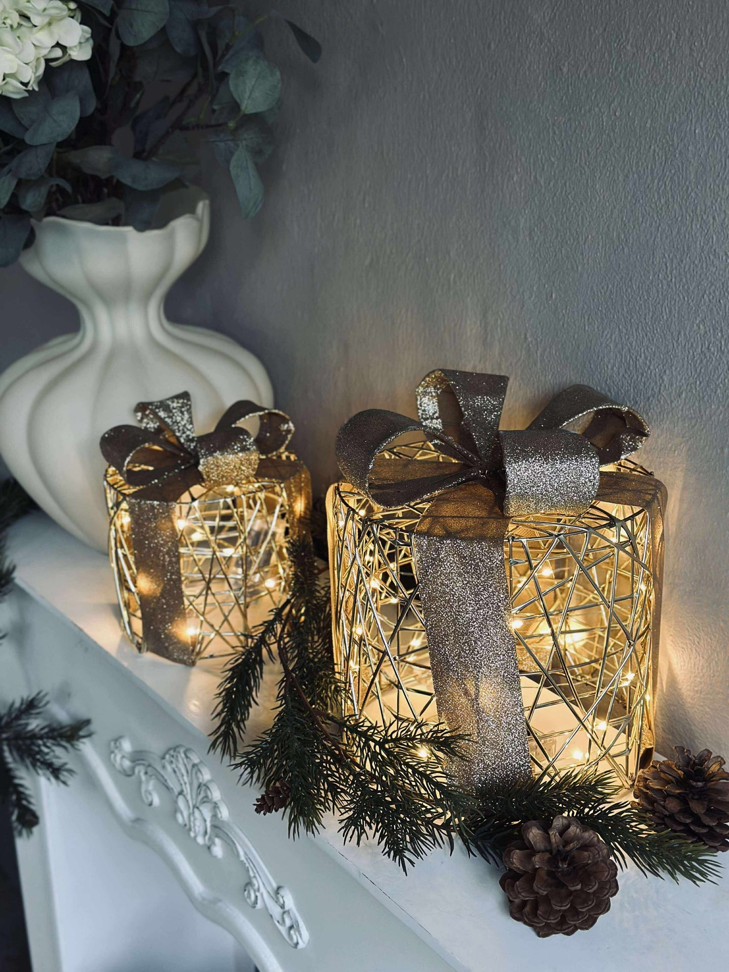 Julklappar med LED-ljus - 3 st.