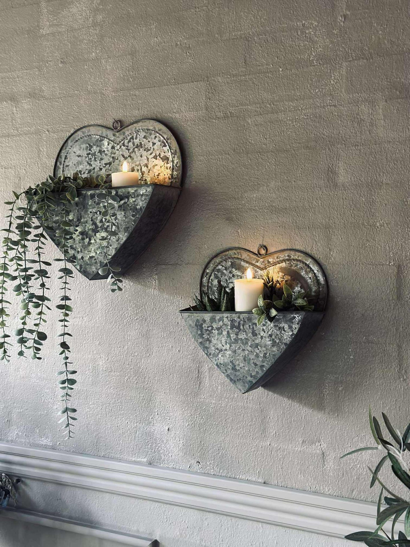 Planterkorgar Hjärta Zink - 2 st.