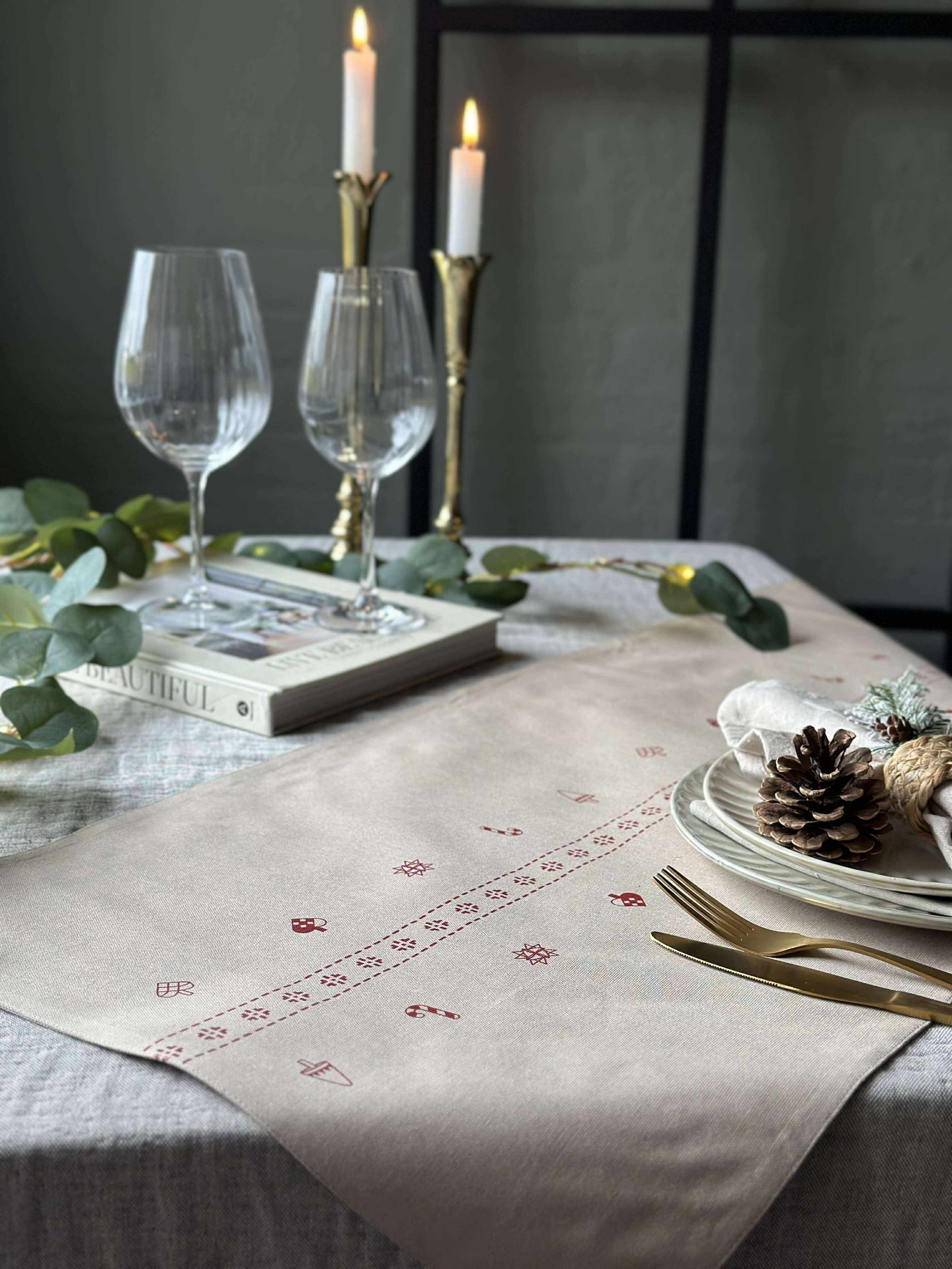 Julbordslöpare - 40x140 cm - Beige