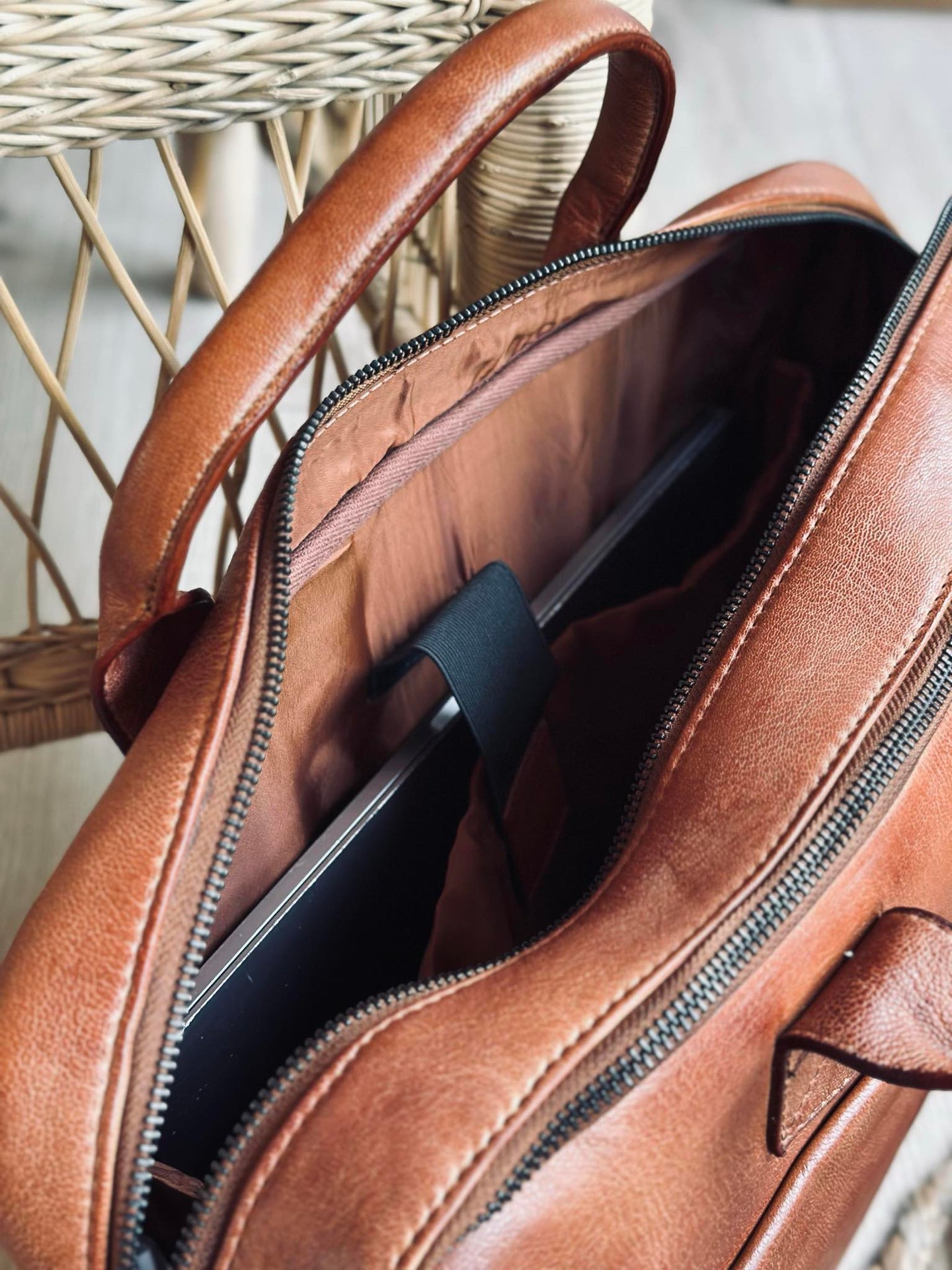 Laptopväska cognac