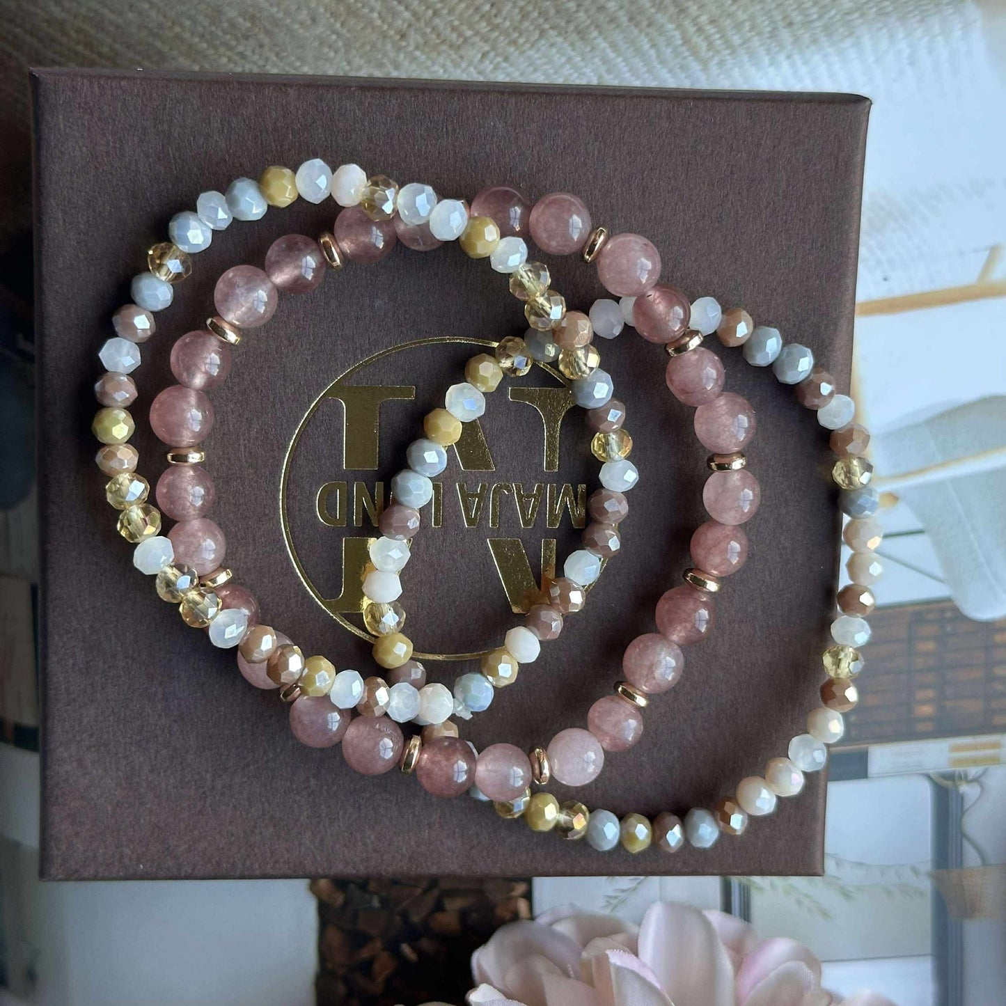 Armband Luna Vintage Rose – Set med 3 st