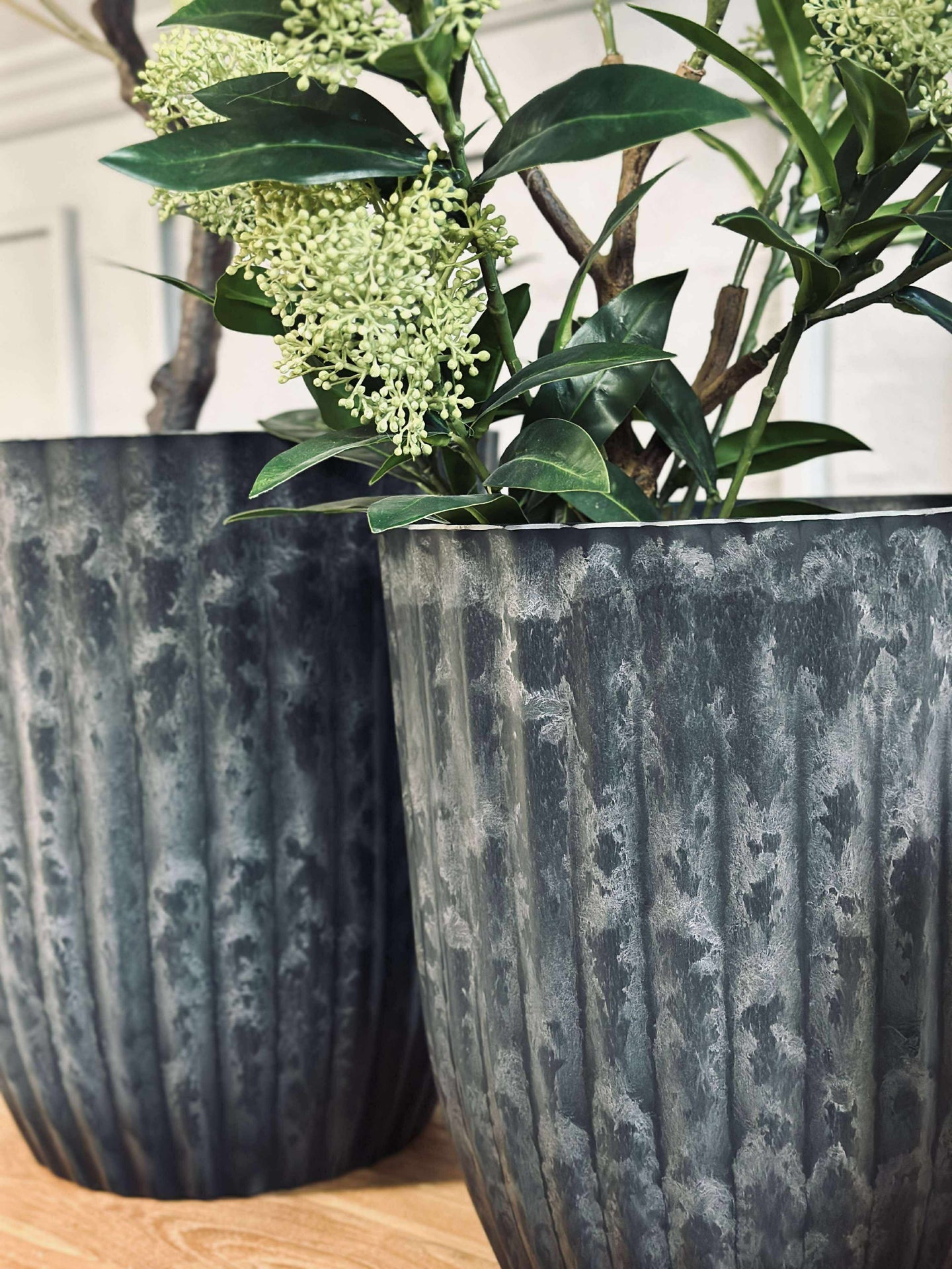 Krukor i betong-look - Set med 2 st