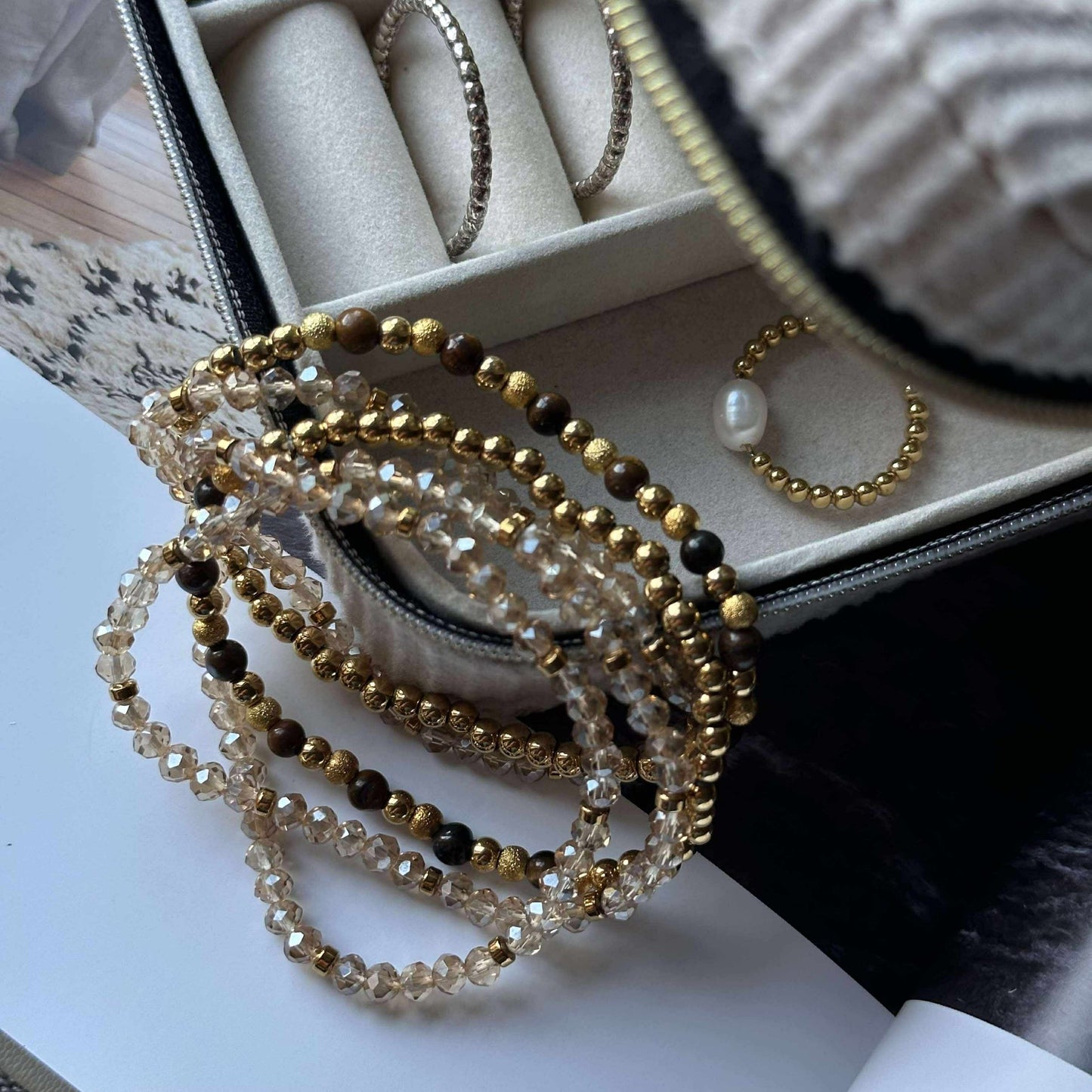 Armband Ofelia Tiger Eye - Set med 5 armband
