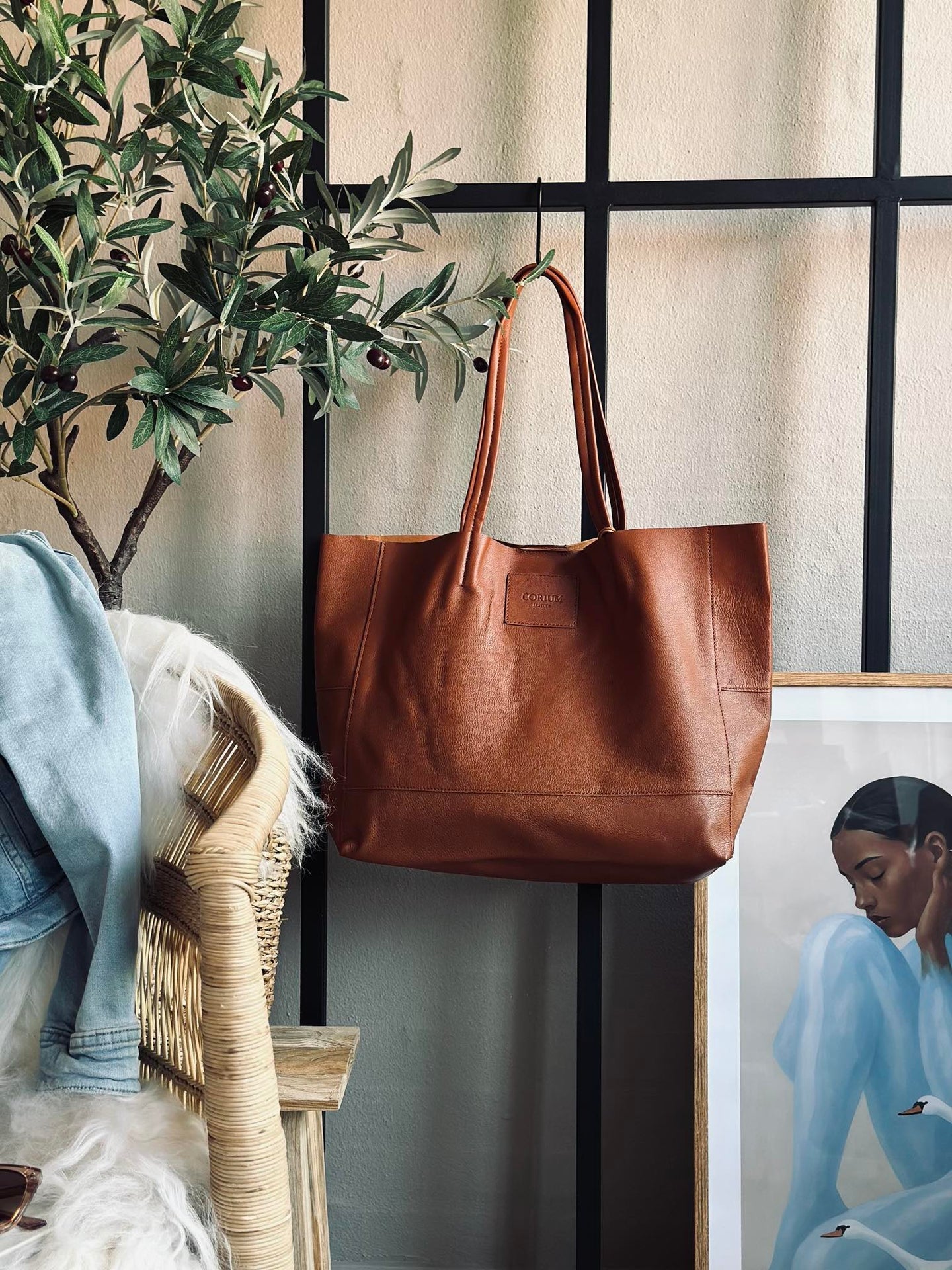 Shopper Daily i mjukt läder - Cognac