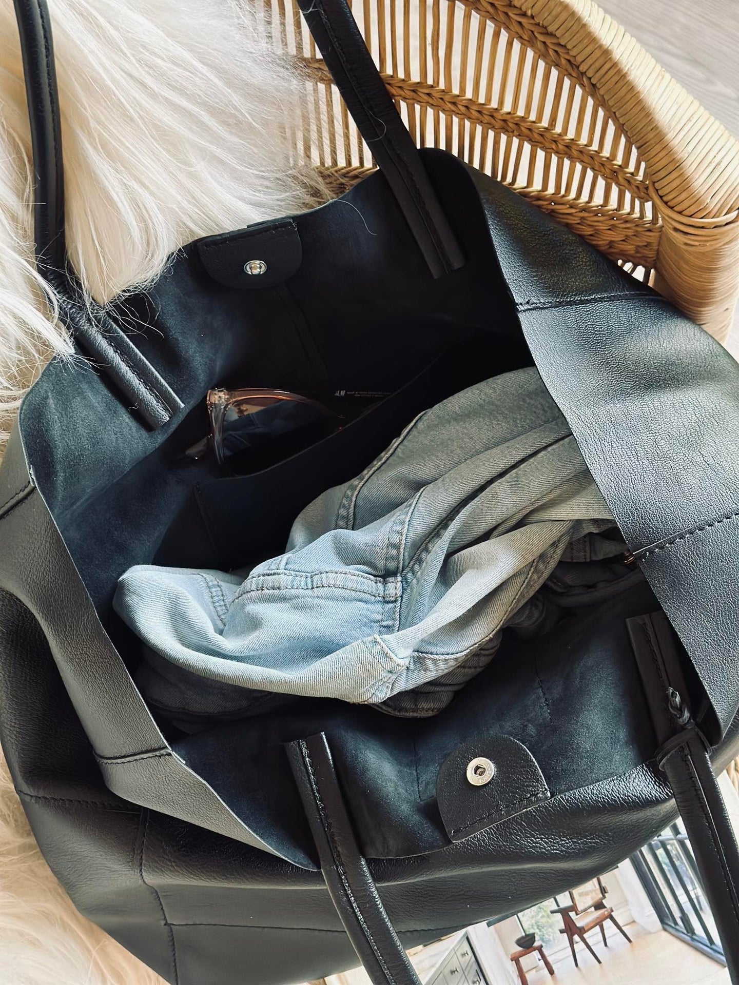Shopper Daily i mjukt skinn - Black