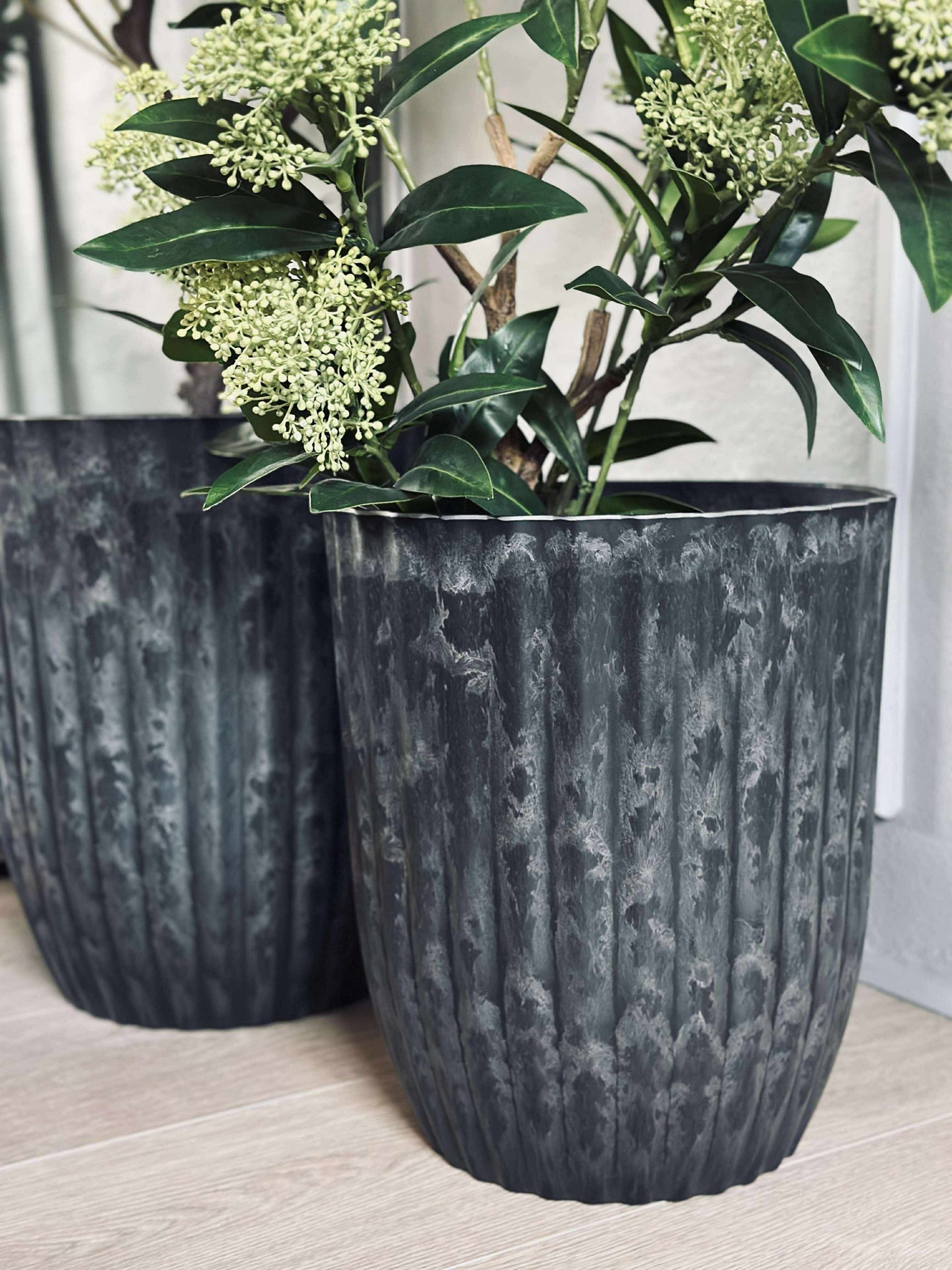 Krukor i betong-look - Set med 2 st