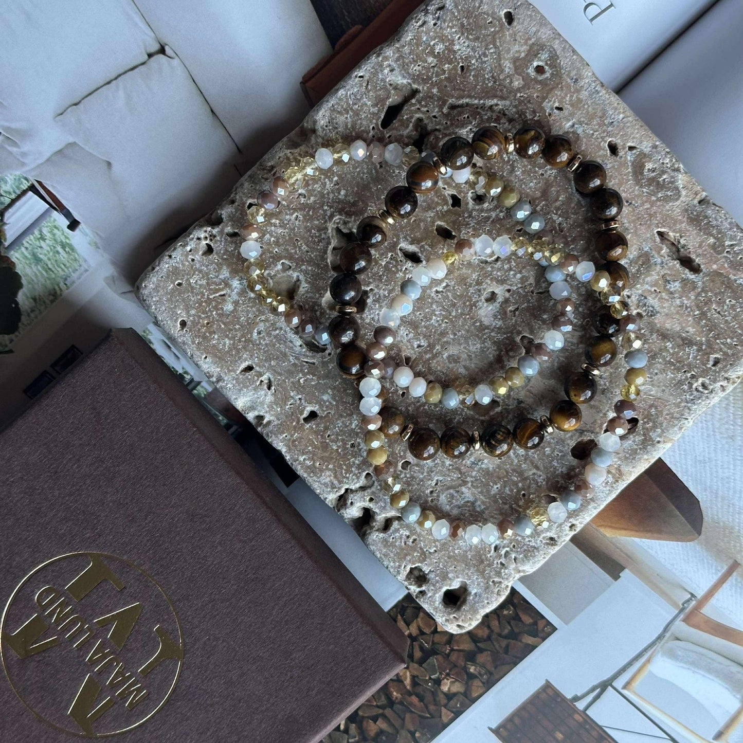 Armband Luna Tiger Eye – Set med 3 st
