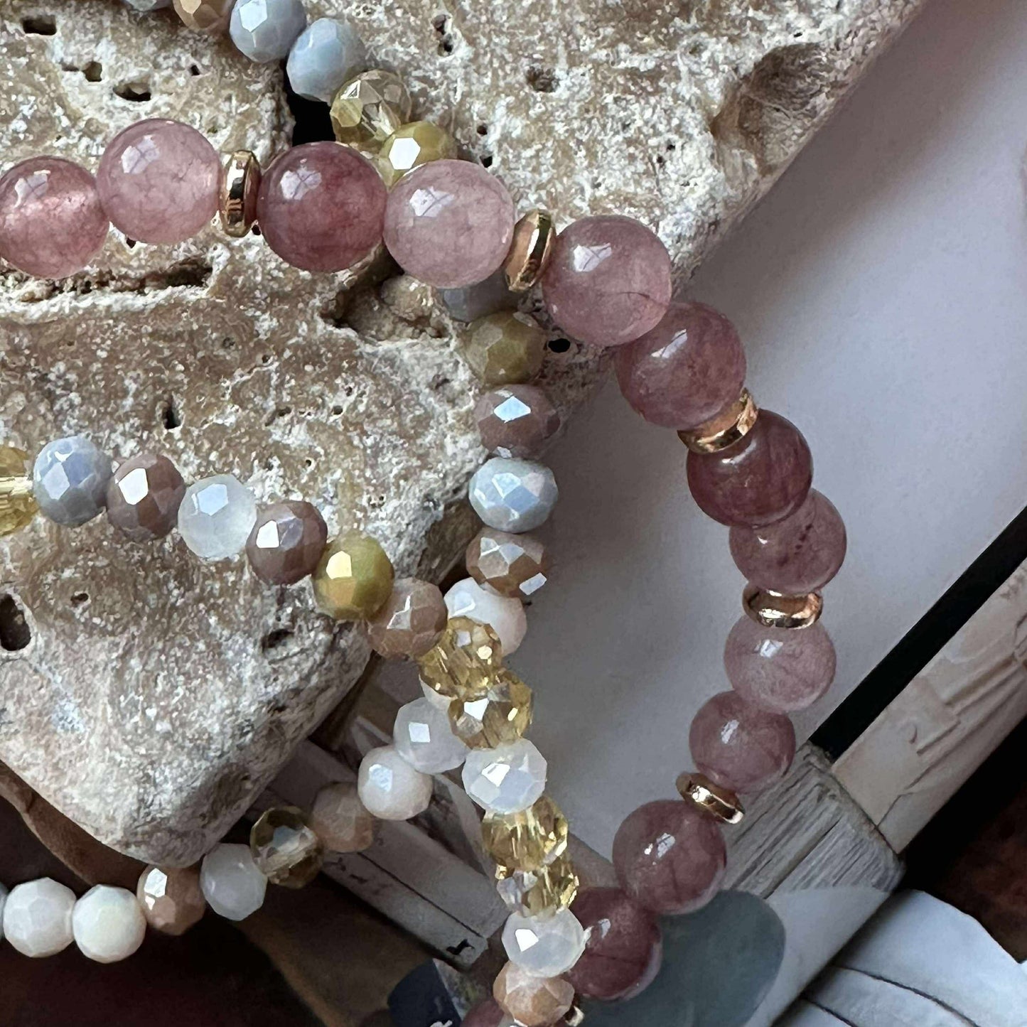 Armband Luna Vintage Rose – Set med 3 st