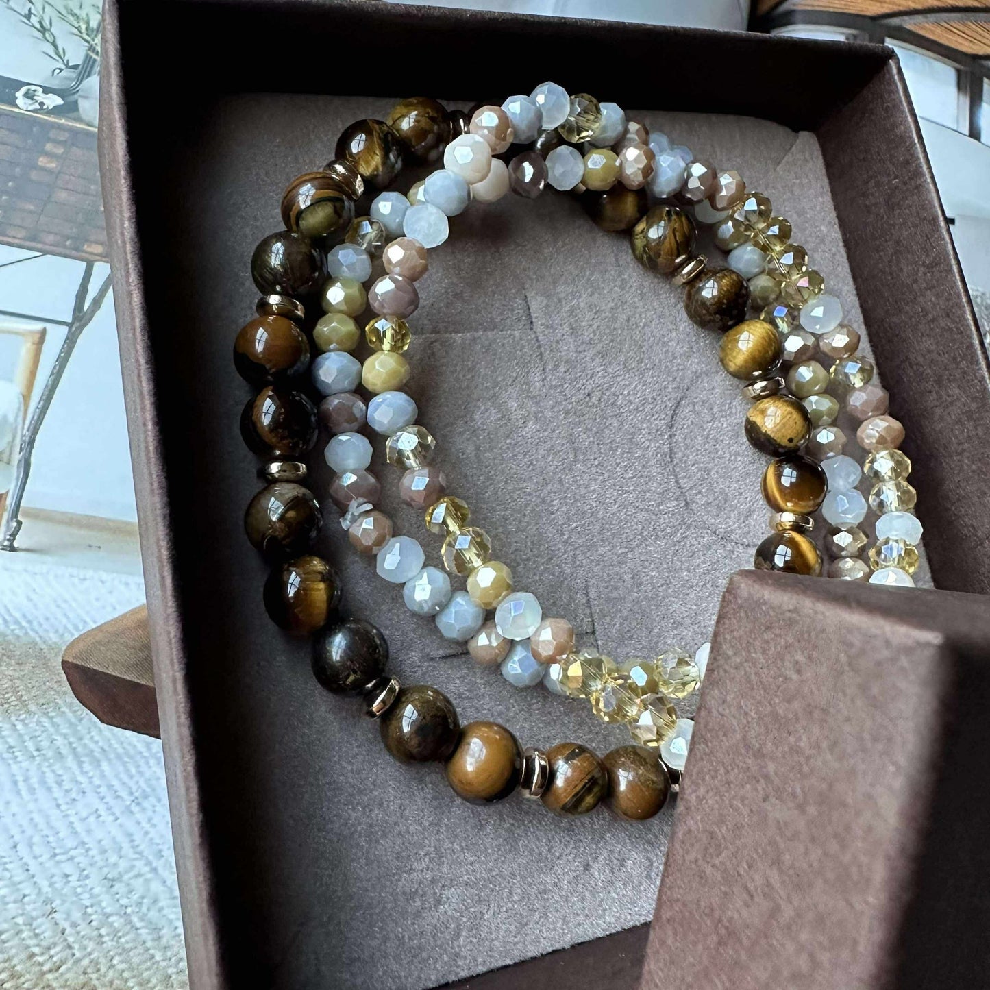 Armband Luna Tiger Eye – Set med 3 st