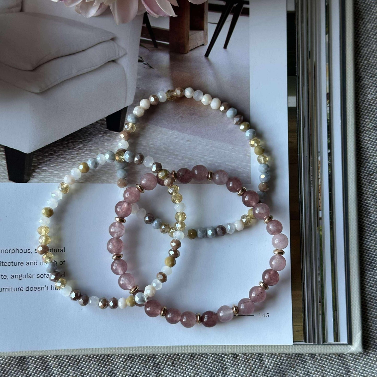 Armband Luna Vintage Rose – Set med 3 st