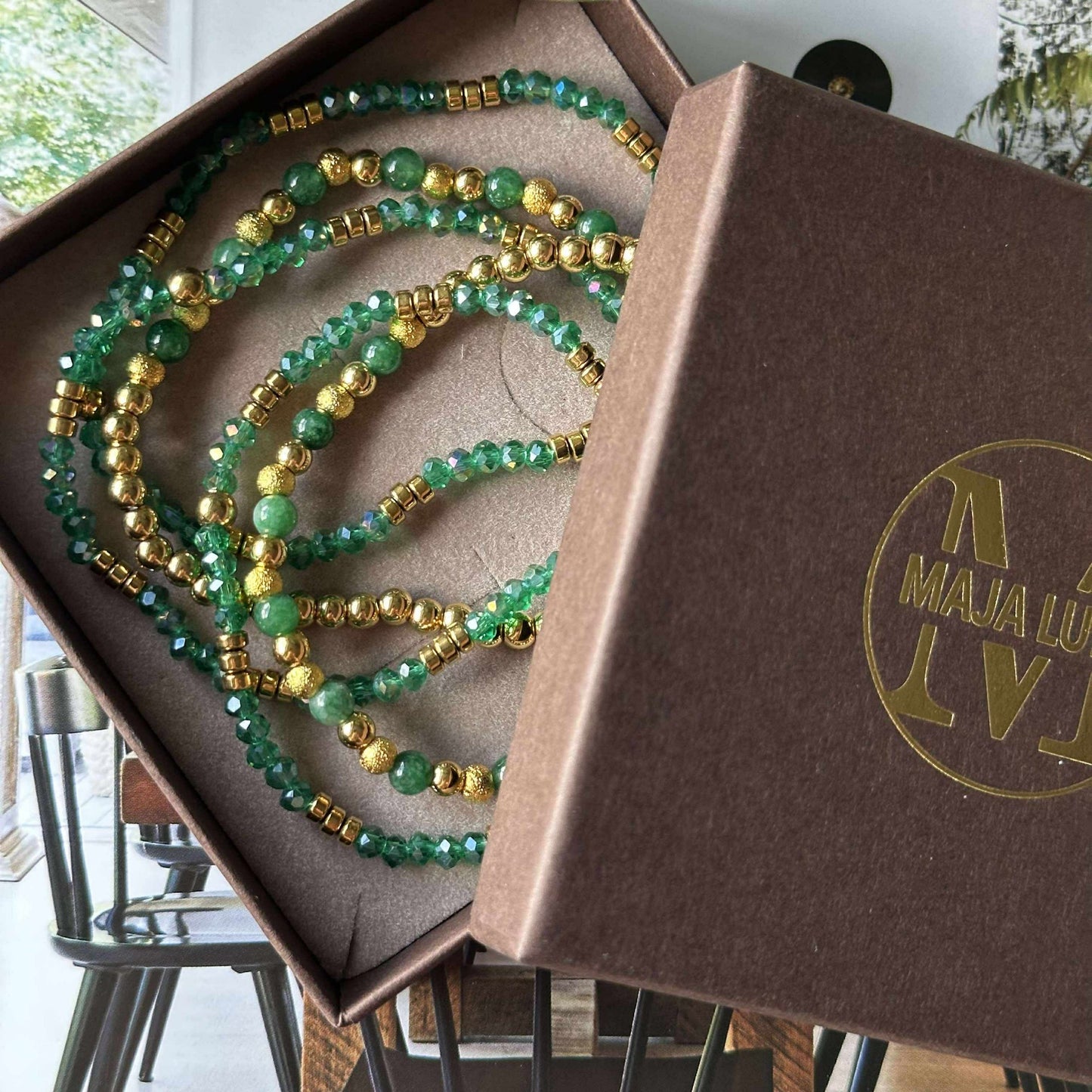 Ofelia Emerald Armband - Set med 5 armband