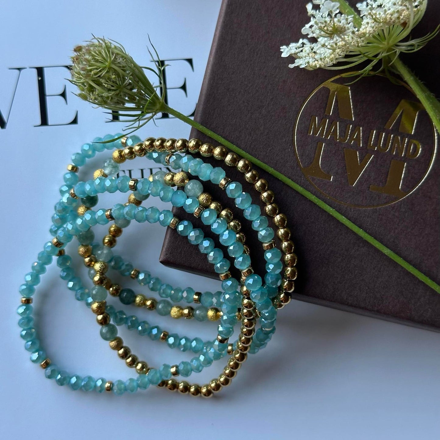 Armband Ofelia Aqua - Set med 5 armband