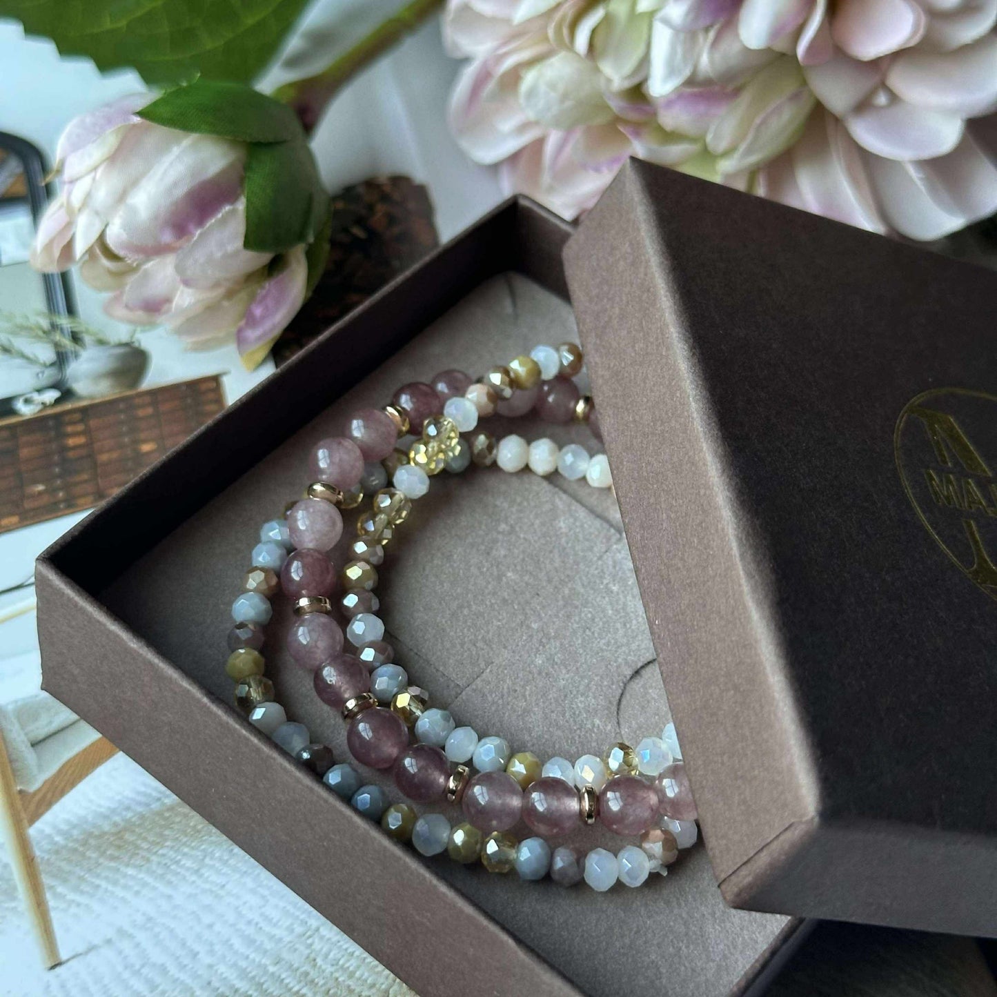 Armband Luna Vintage Rose – Set med 3 st