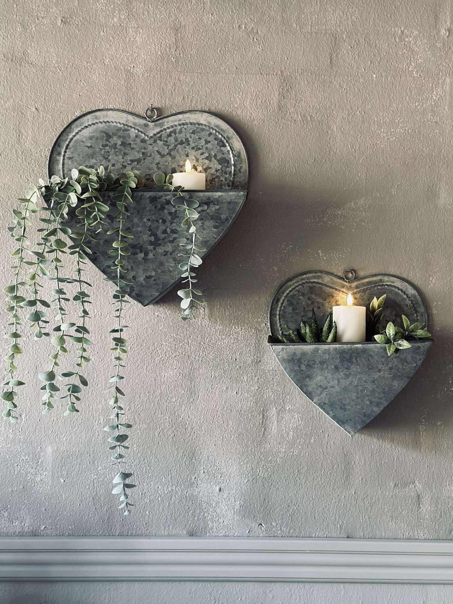 Planterkorgar Hjärta Zink - 2 st.