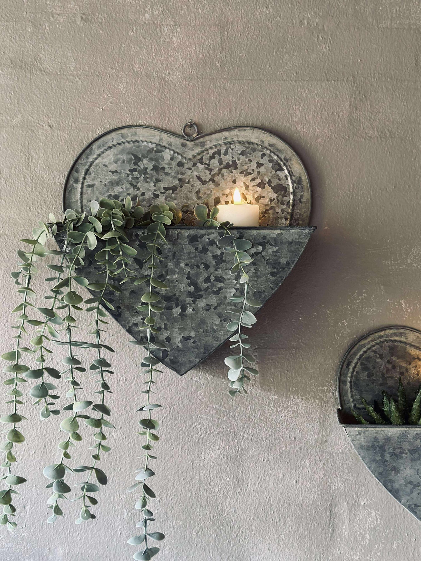 Planterkorgar Hjärta Zink - 2 st.