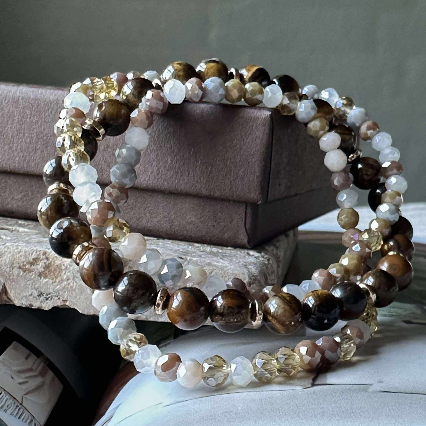 Armband Luna Tiger Eye – Set med 3 st