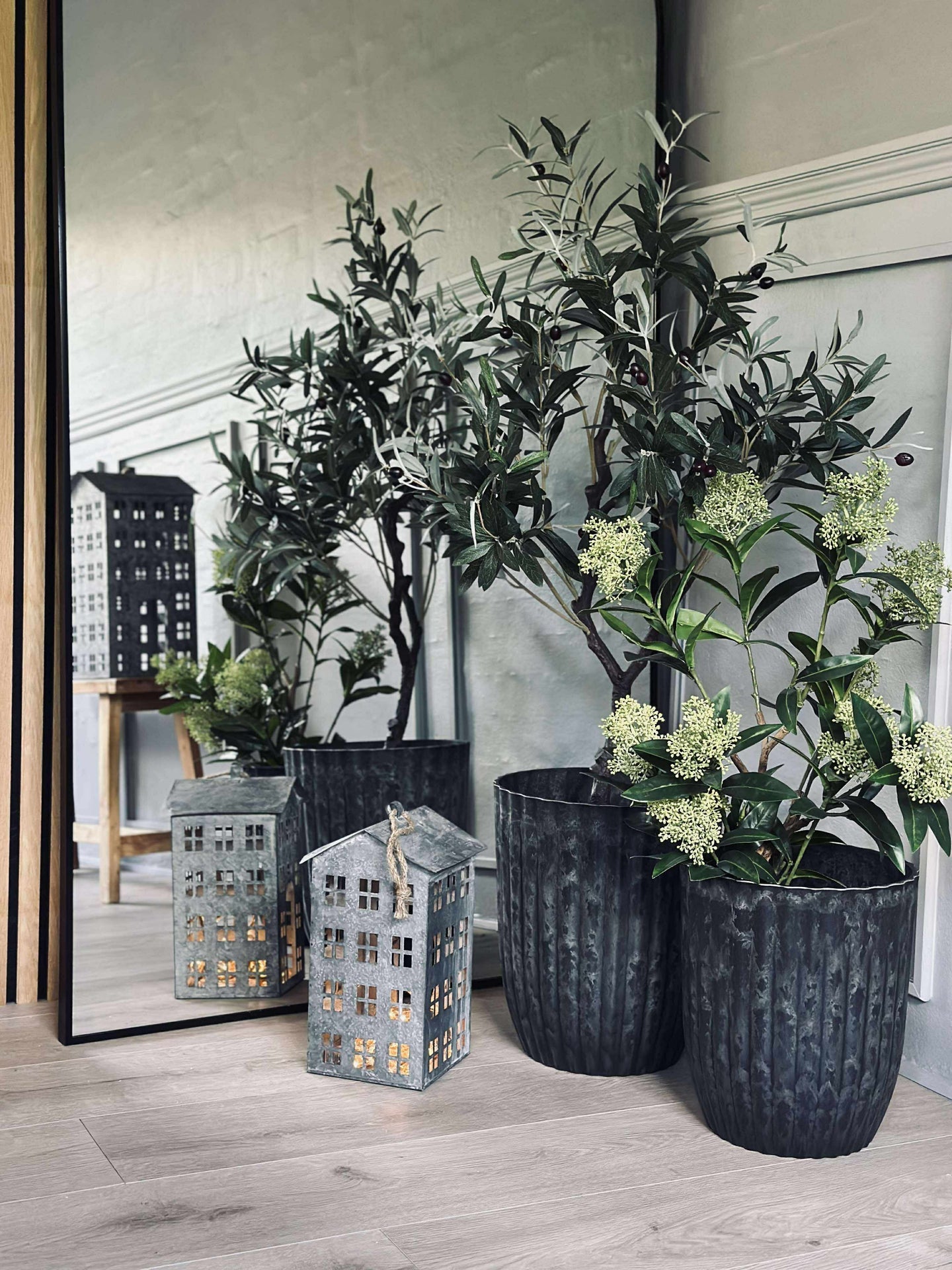 Krukor i betong-look - Set med 2 st