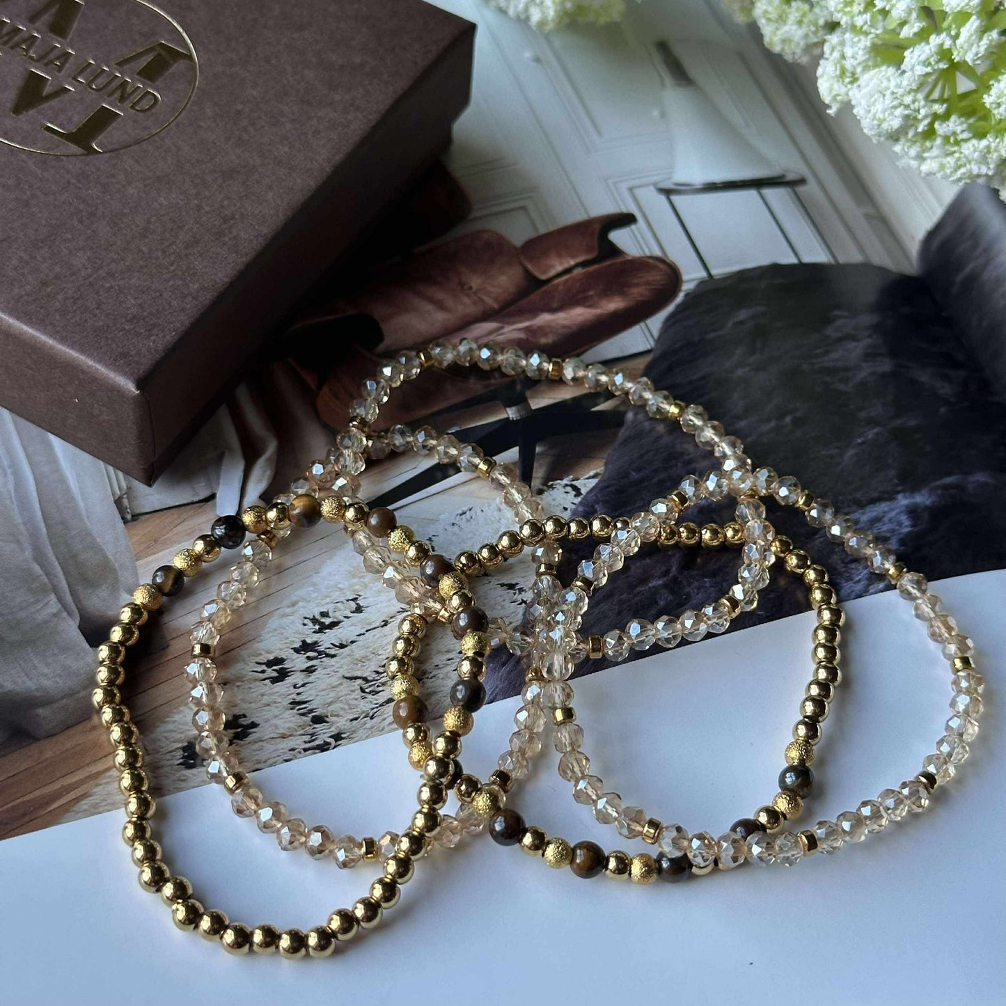 Armband Ofelia Tiger Eye - Set med 5 armband