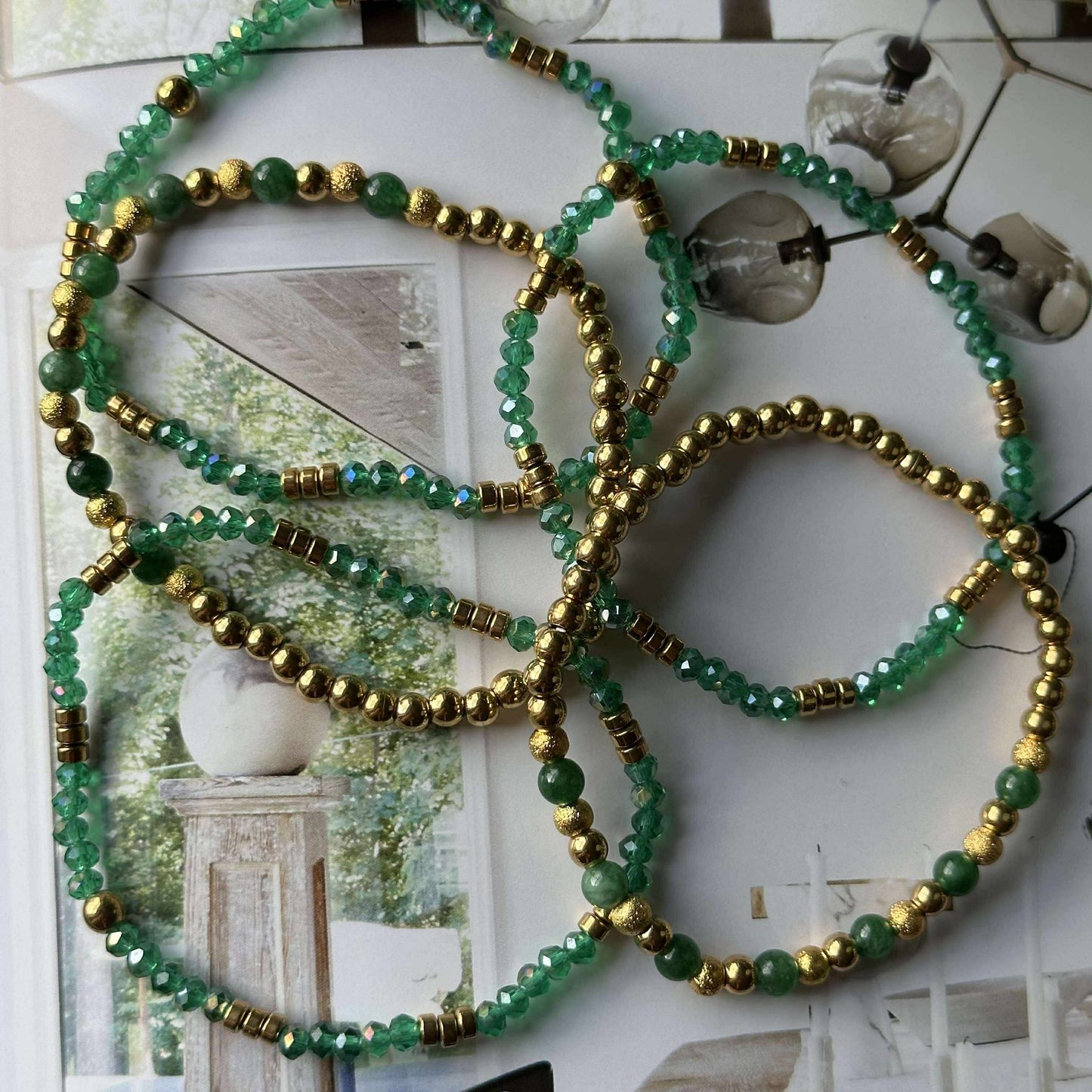 Ofelia Emerald Armband - Set med 5 armband