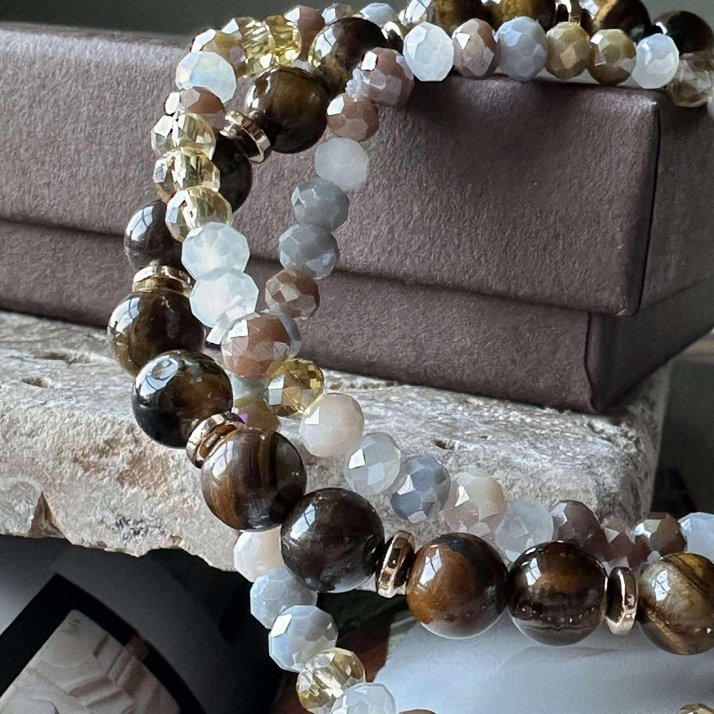 Armband Luna Tiger Eye – Set med 3 st