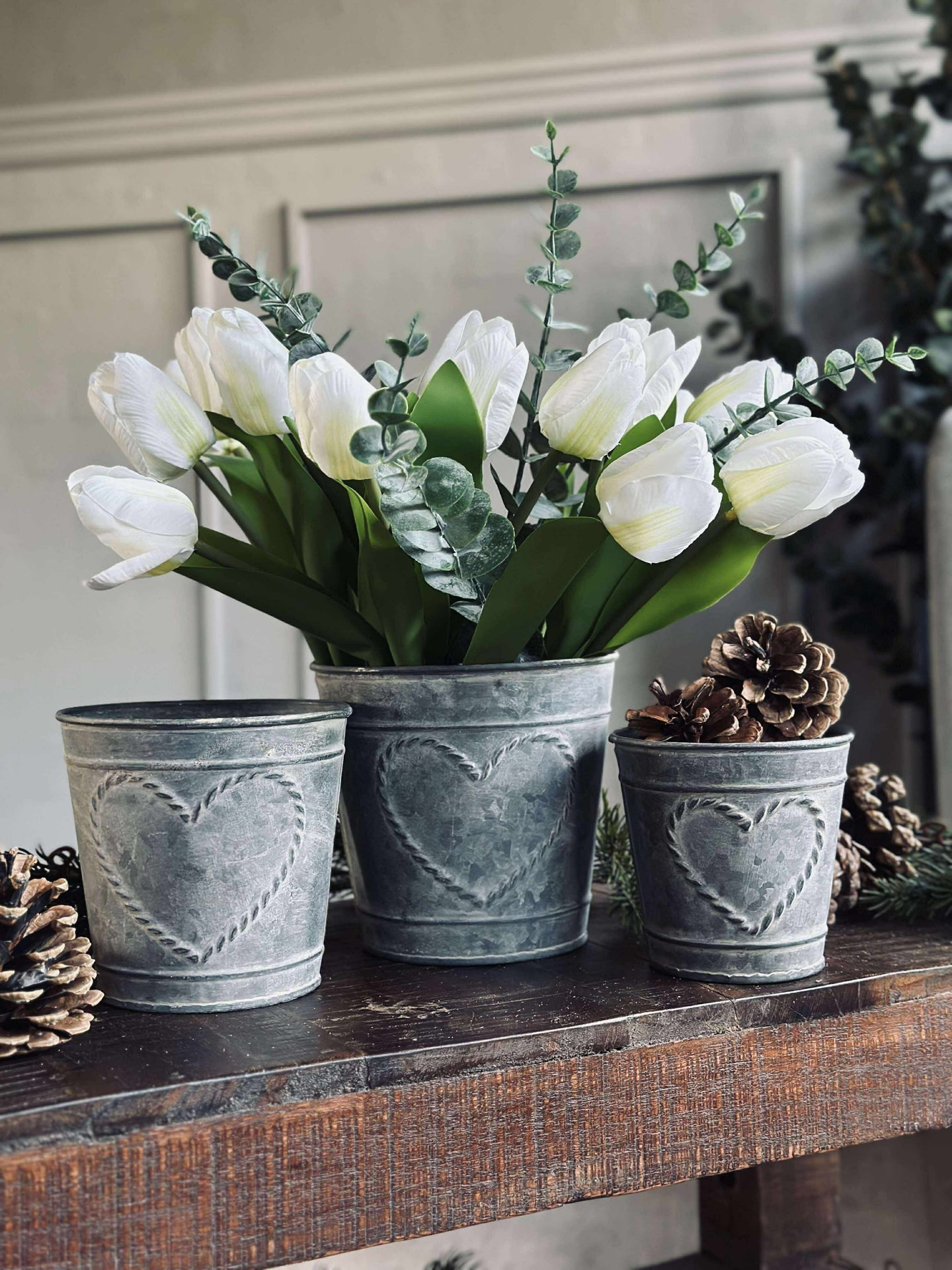 Krukor med hjärtan Zink - 3 st.