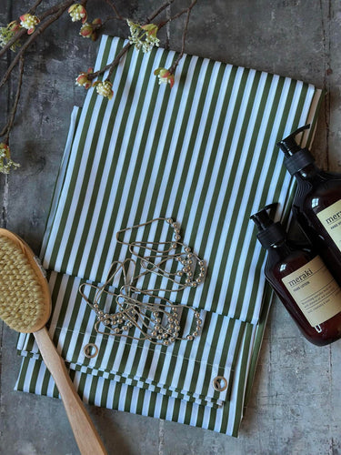 Duschdraperi - Grön rand