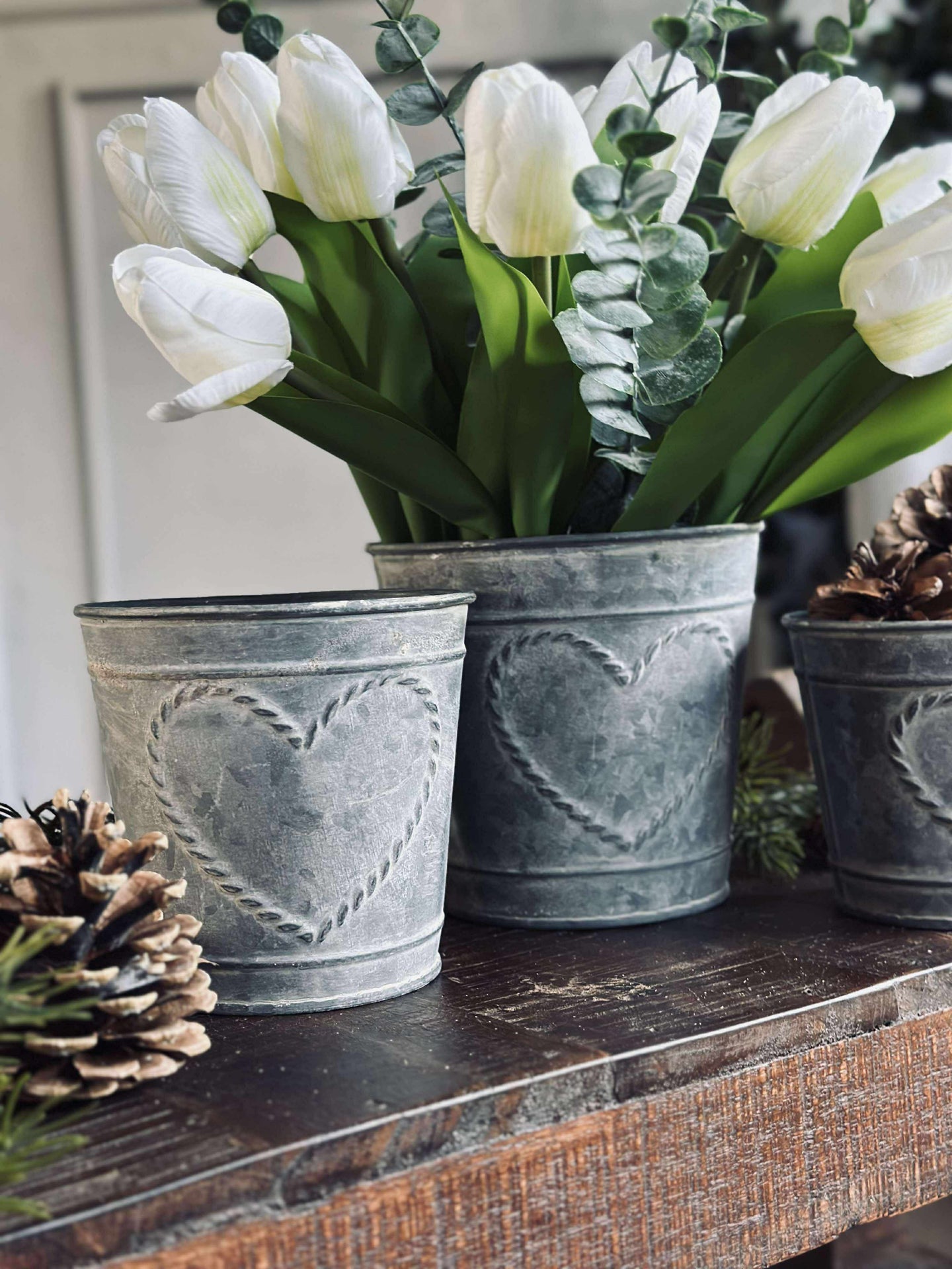 Krukor med hjärtan Zink - 3 st.