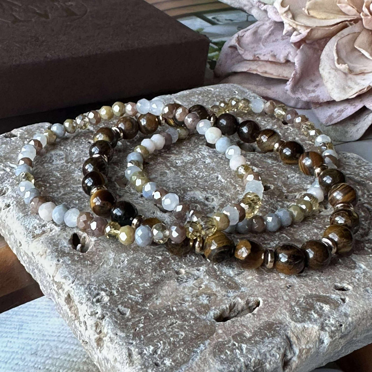 Armband Luna Tiger Eye – Set med 3 st