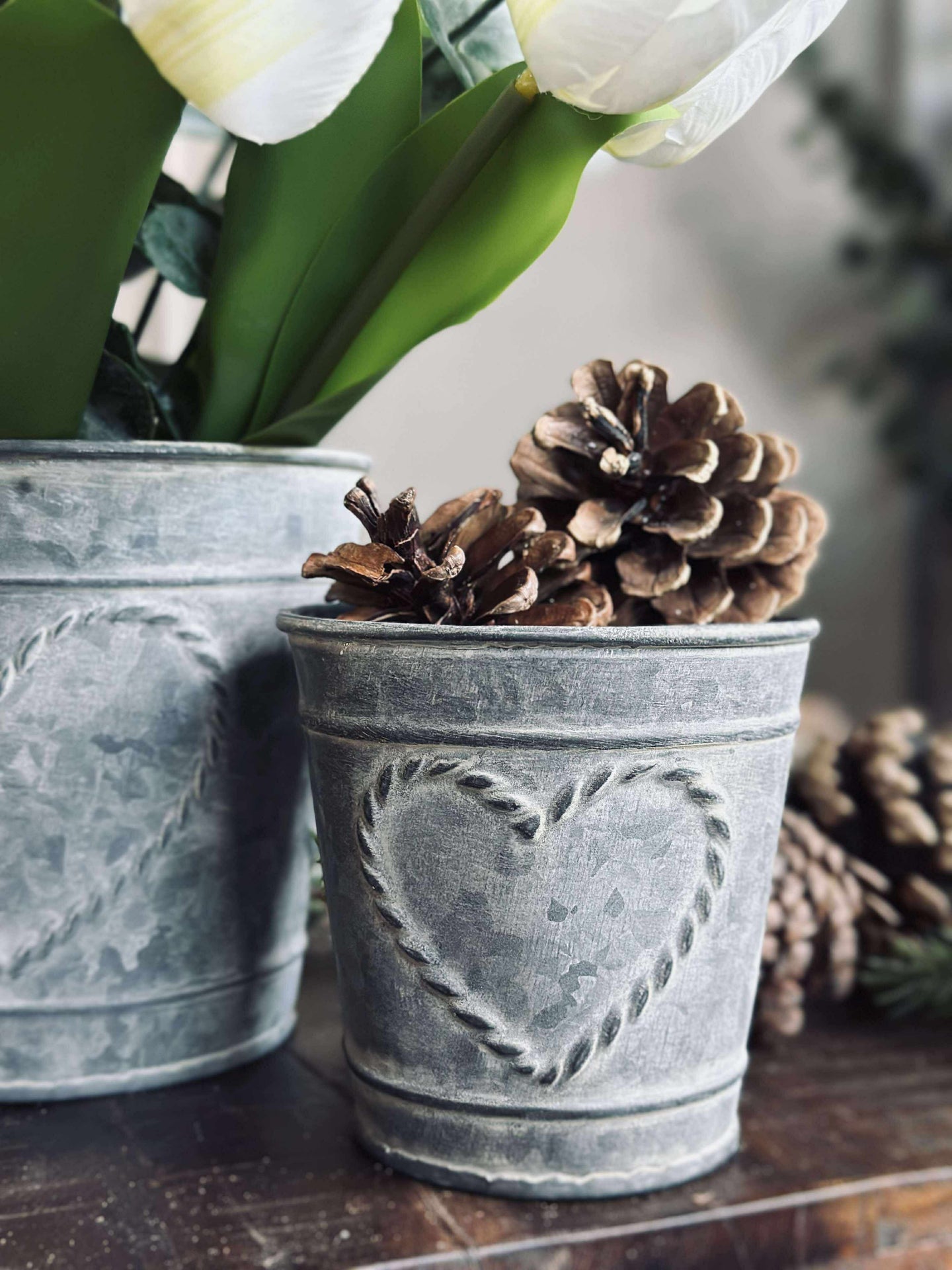 Krukor med hjärtan Zink - 3 st.