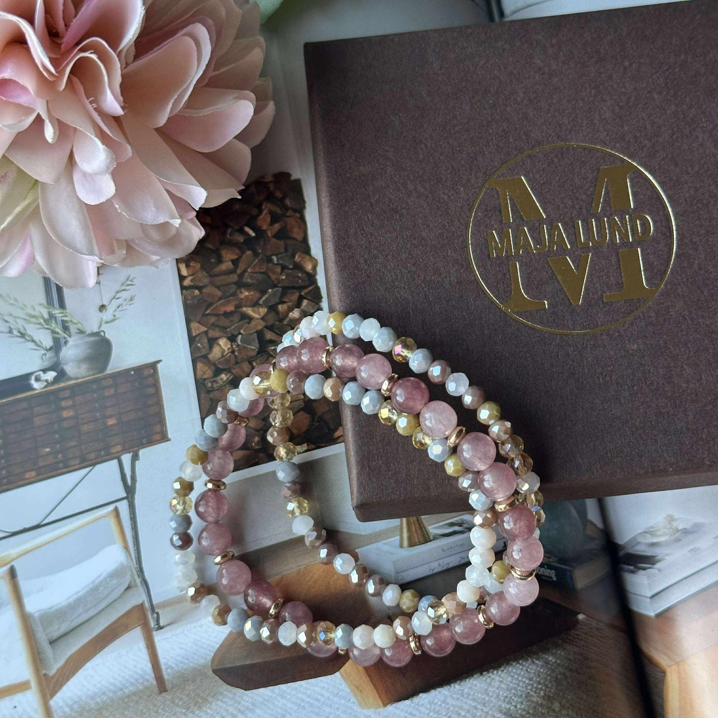 Armband Luna Vintage Rose – Set med 3 st