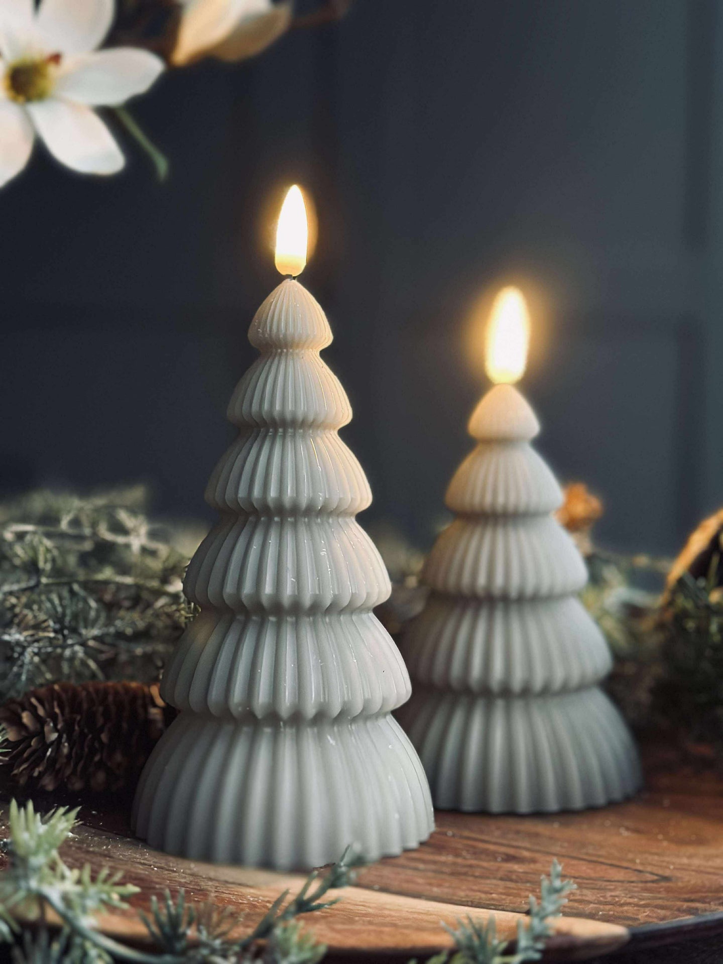 Julgran med LED-ljus - Set med 2 st. Sand