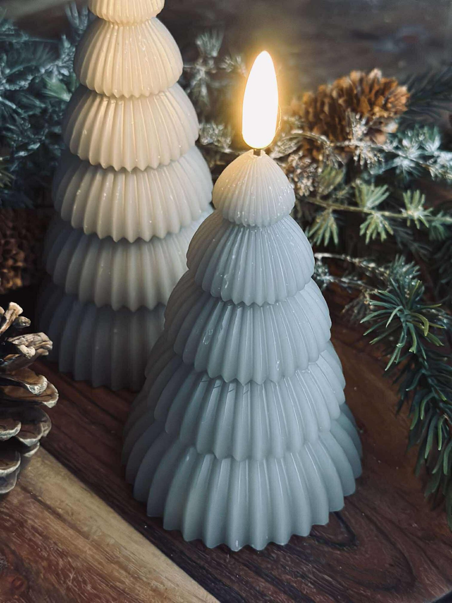 Julgran med LED-ljus - Set med 2 st. Sand