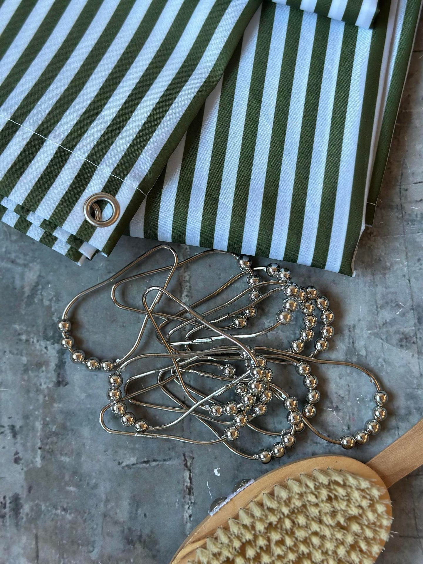 Duschdraperi - Grön rand