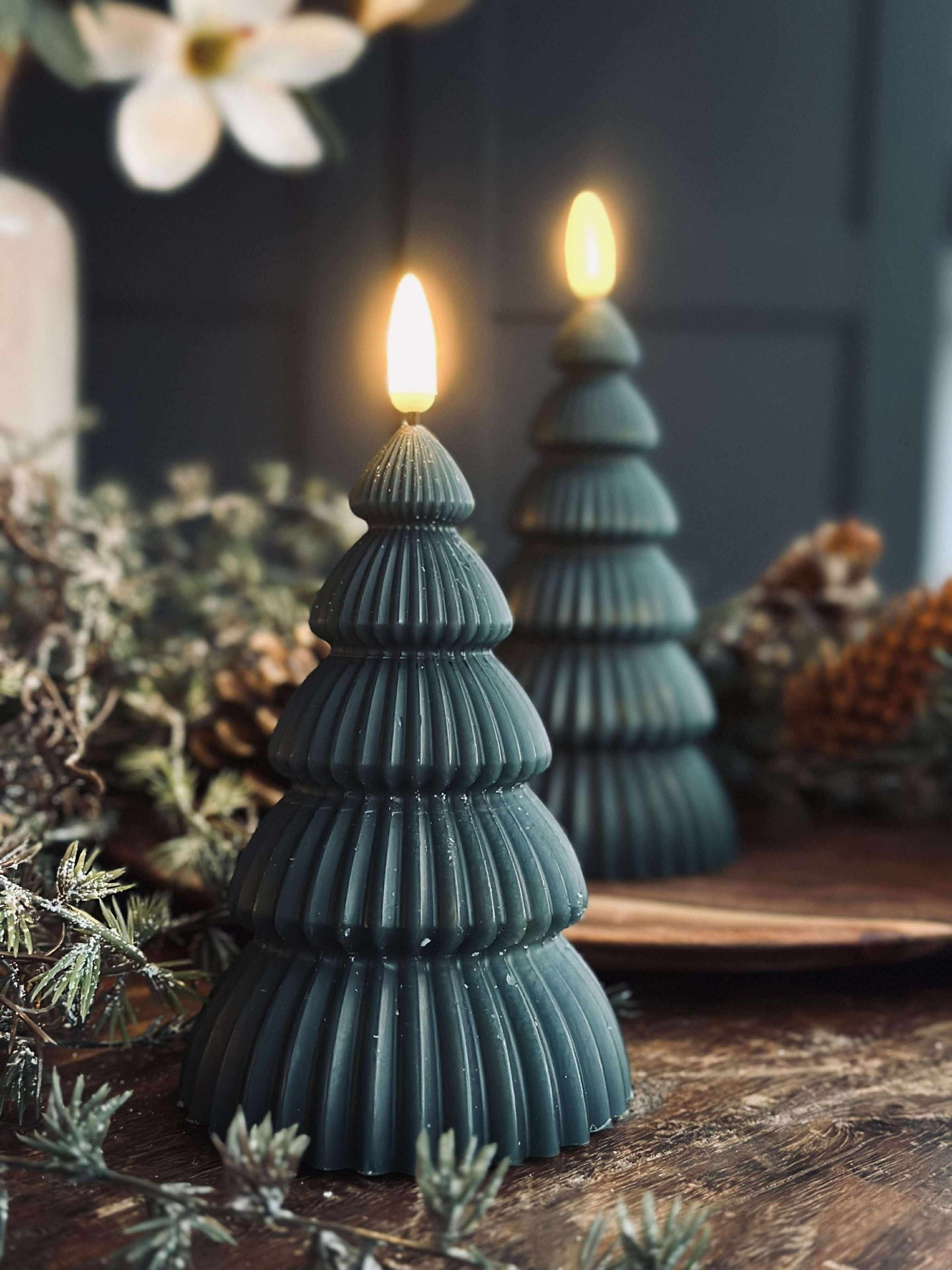 Julgran med LED-ljus - Set om 2 st. Grön