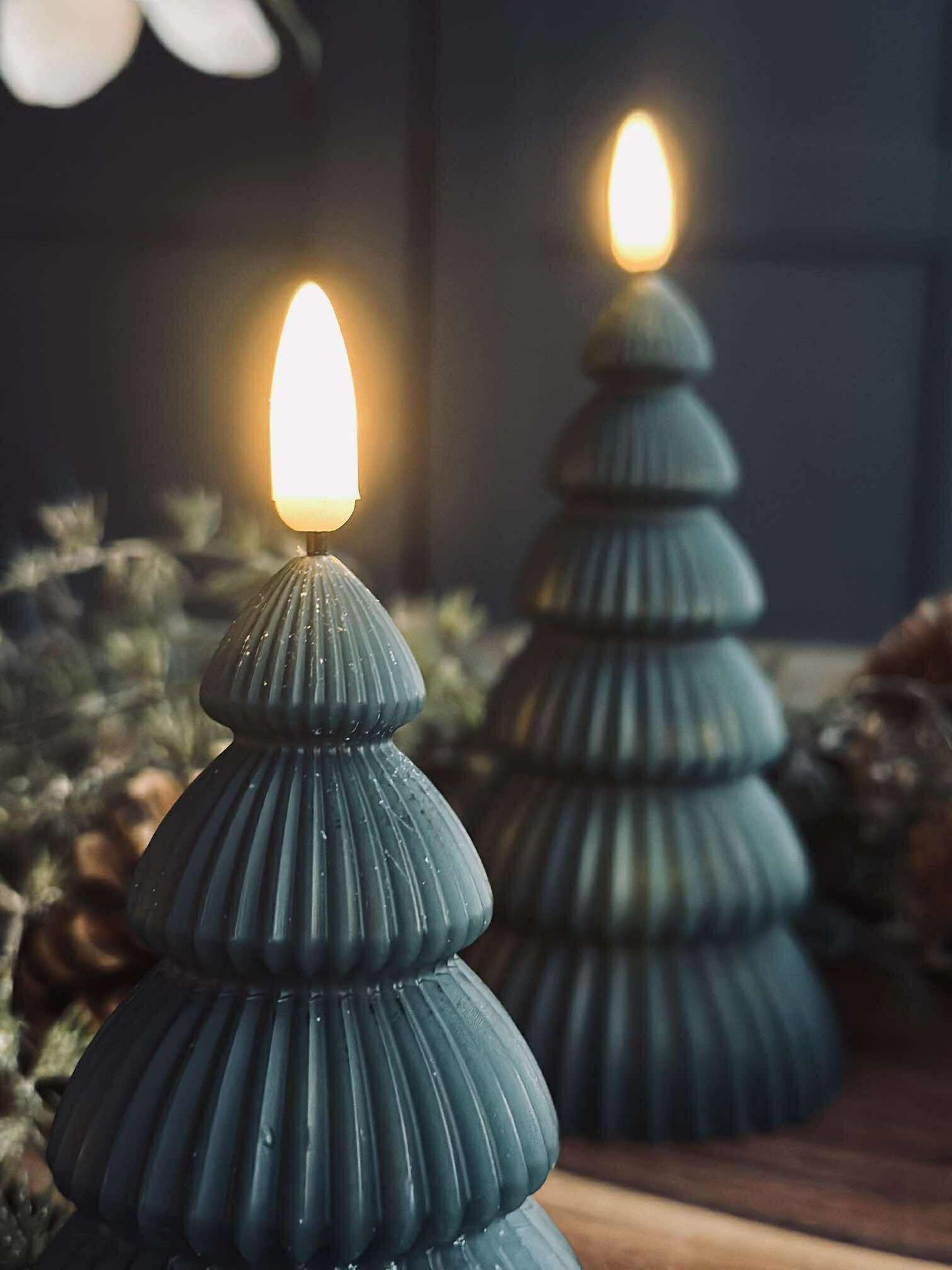 Julgran med LED-ljus - Set om 2 st. Grön