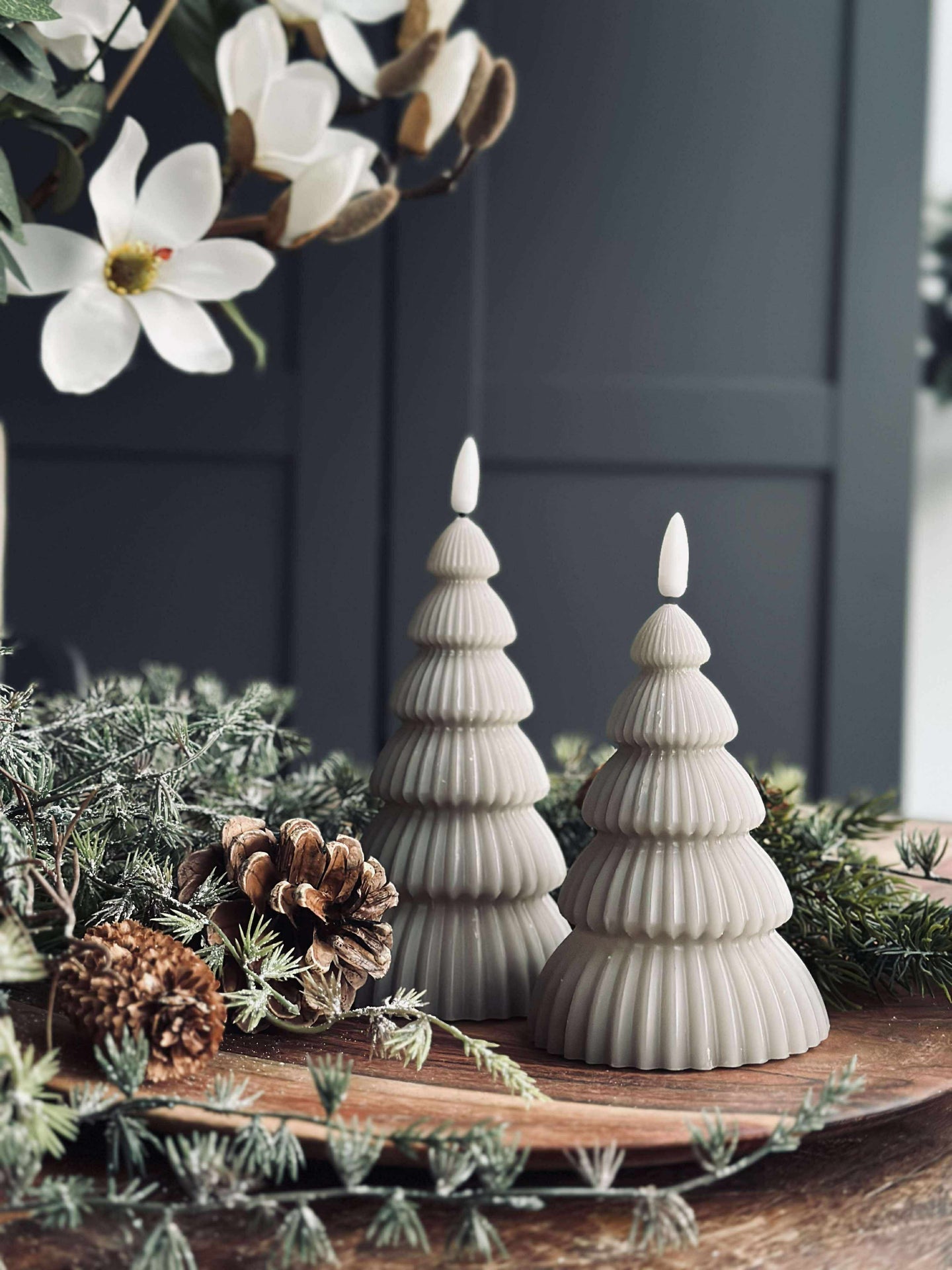 Julgran med LED-ljus - Set med 2 st. Sand