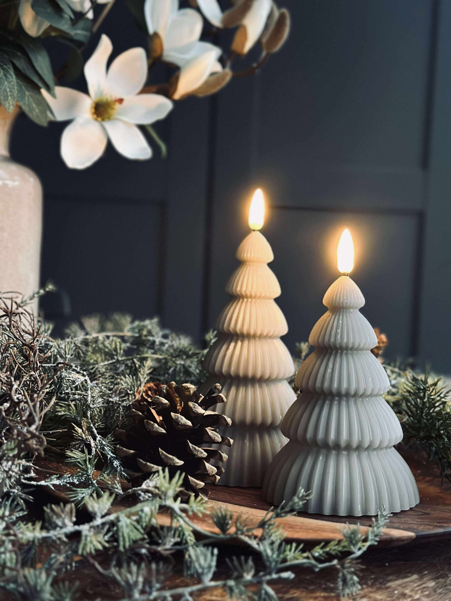 Julgran med LED-ljus - Set med 2 st. Sand