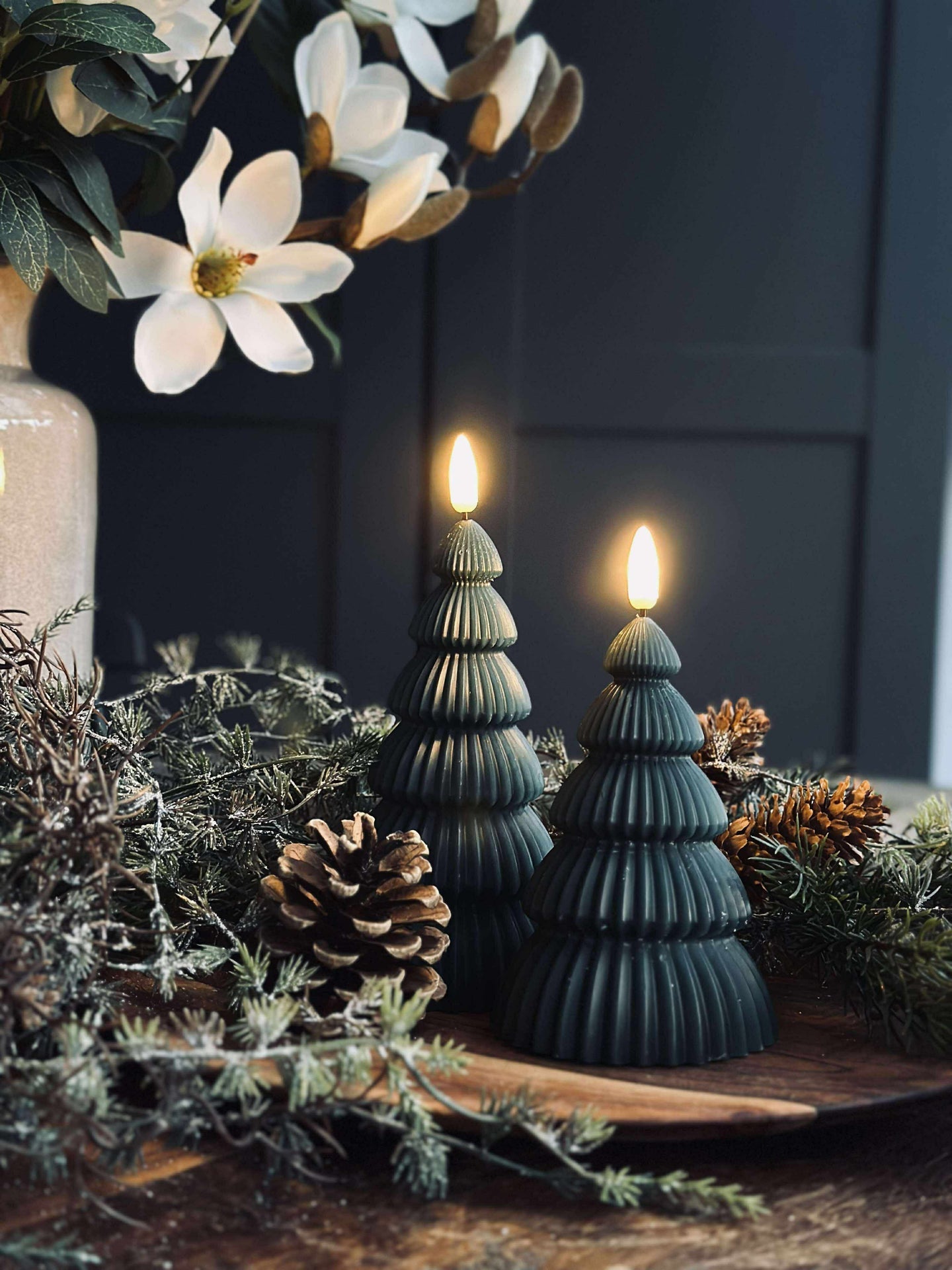 Julgran med LED-ljus - Set om 2 st. Grön