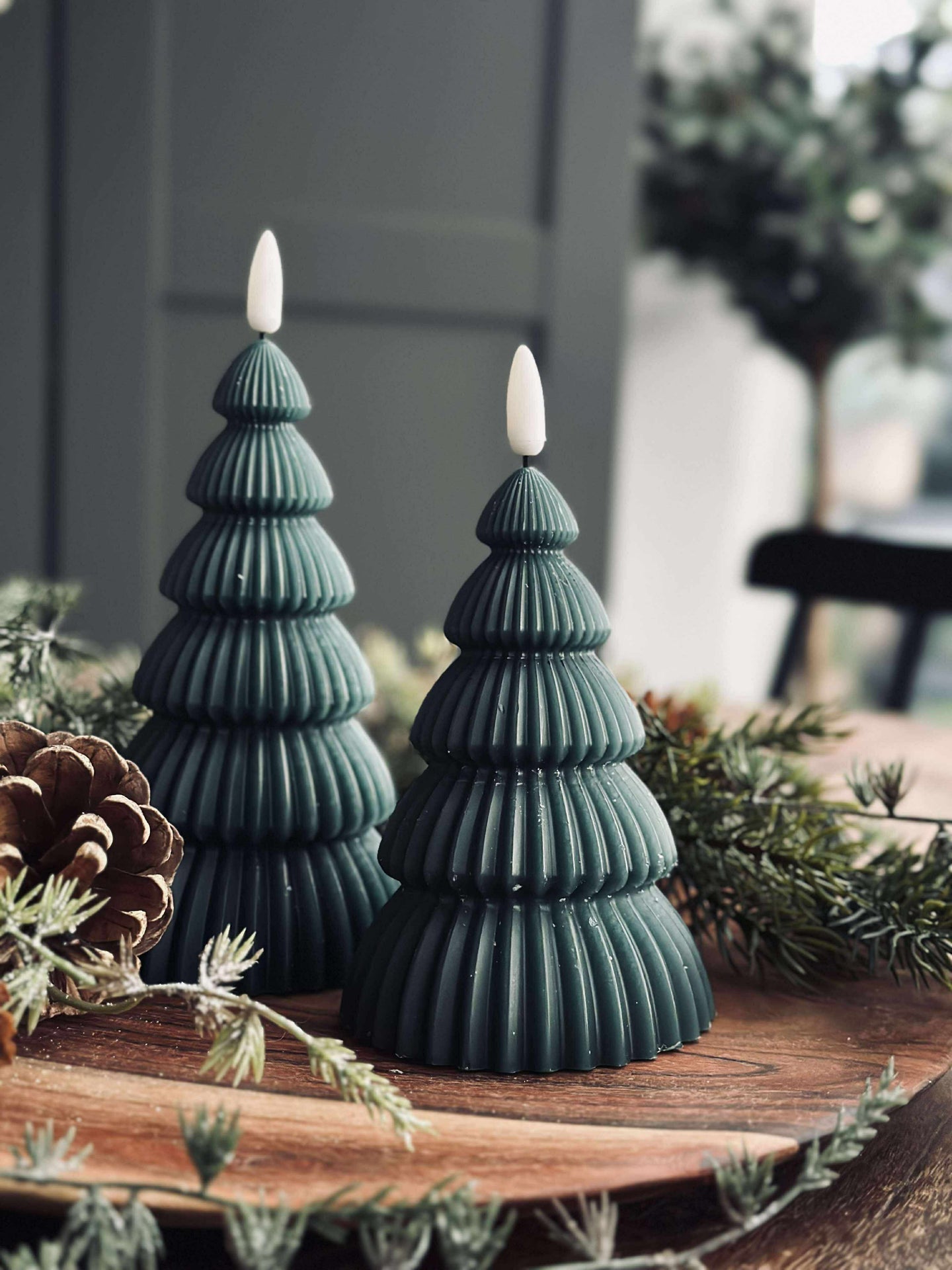 Julgran med LED-ljus - Set om 2 st. Grön