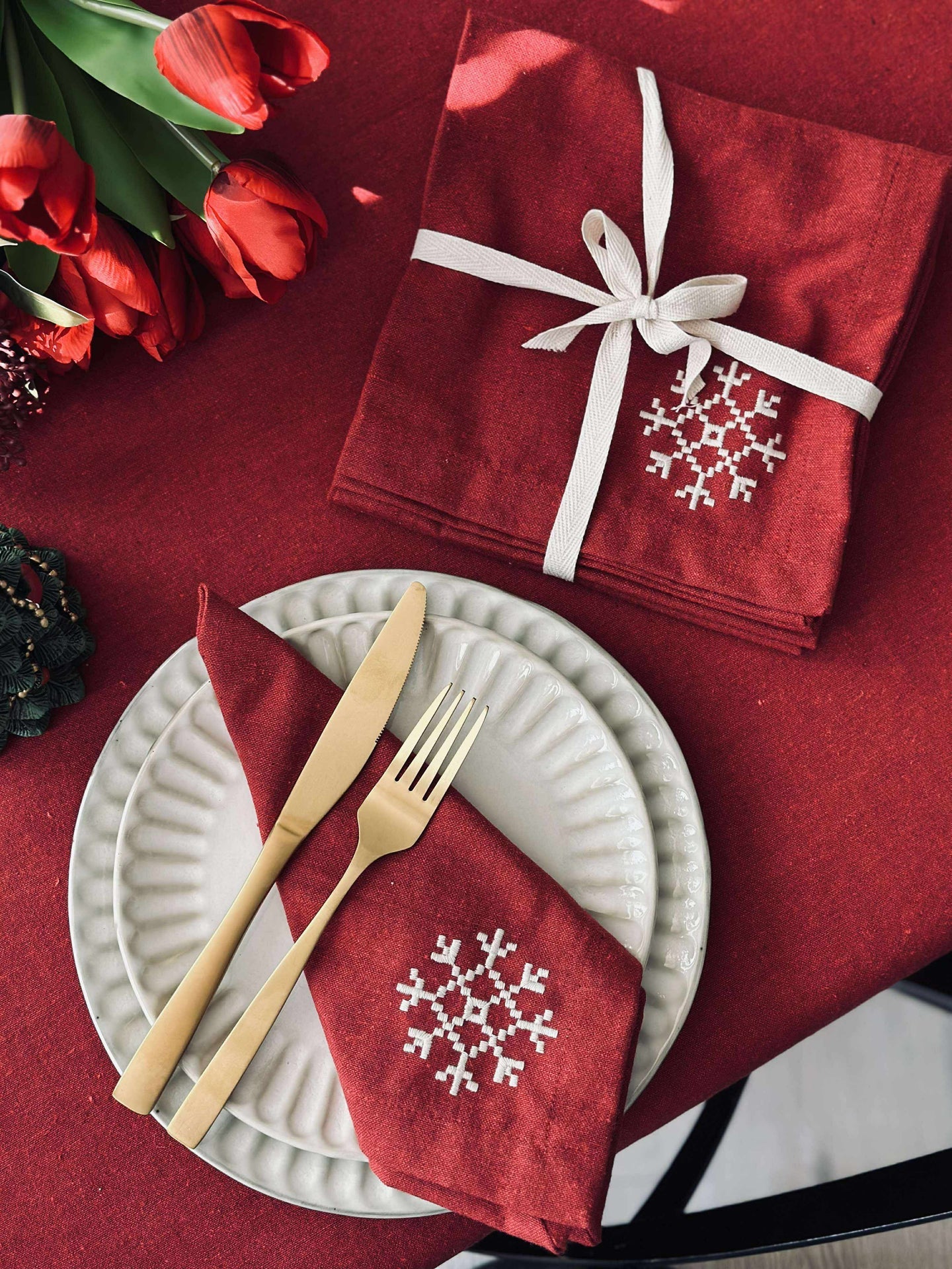 Servetter Röd Jul - 4 st