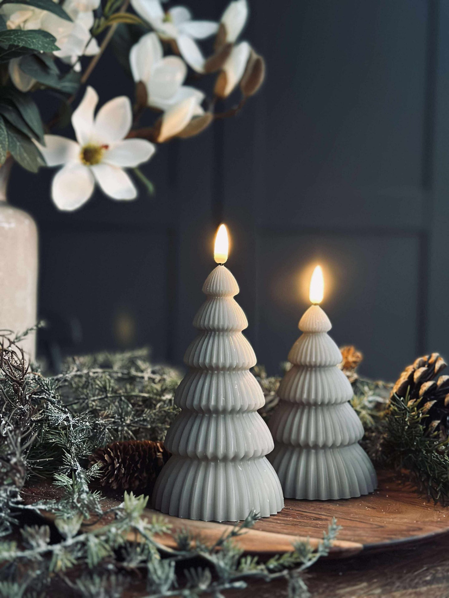 Julgran med LED-ljus - Set med 2 st. Sand