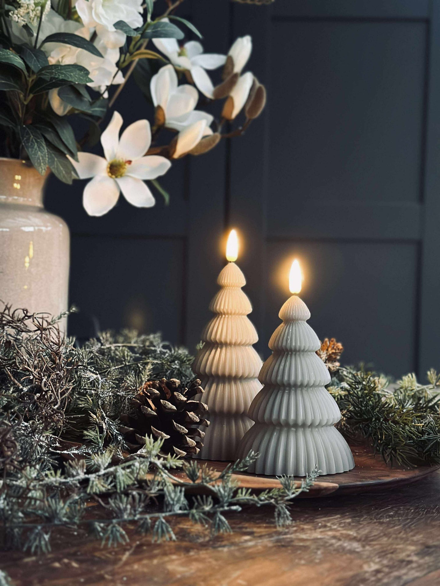 Julgran med LED-ljus - Set med 2 st. Sand