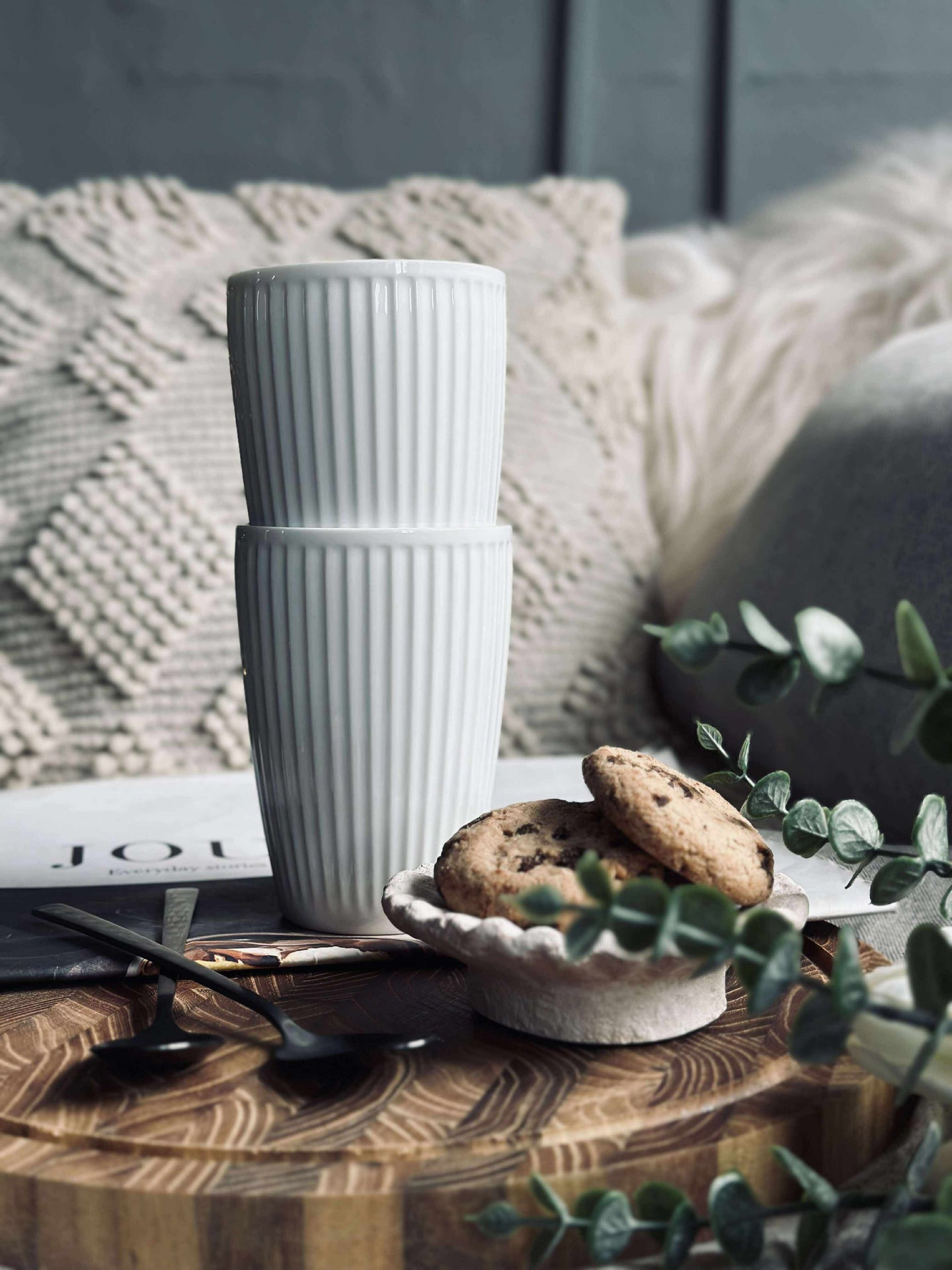 Termosmugg Plissé - Set med 2 st - Vit